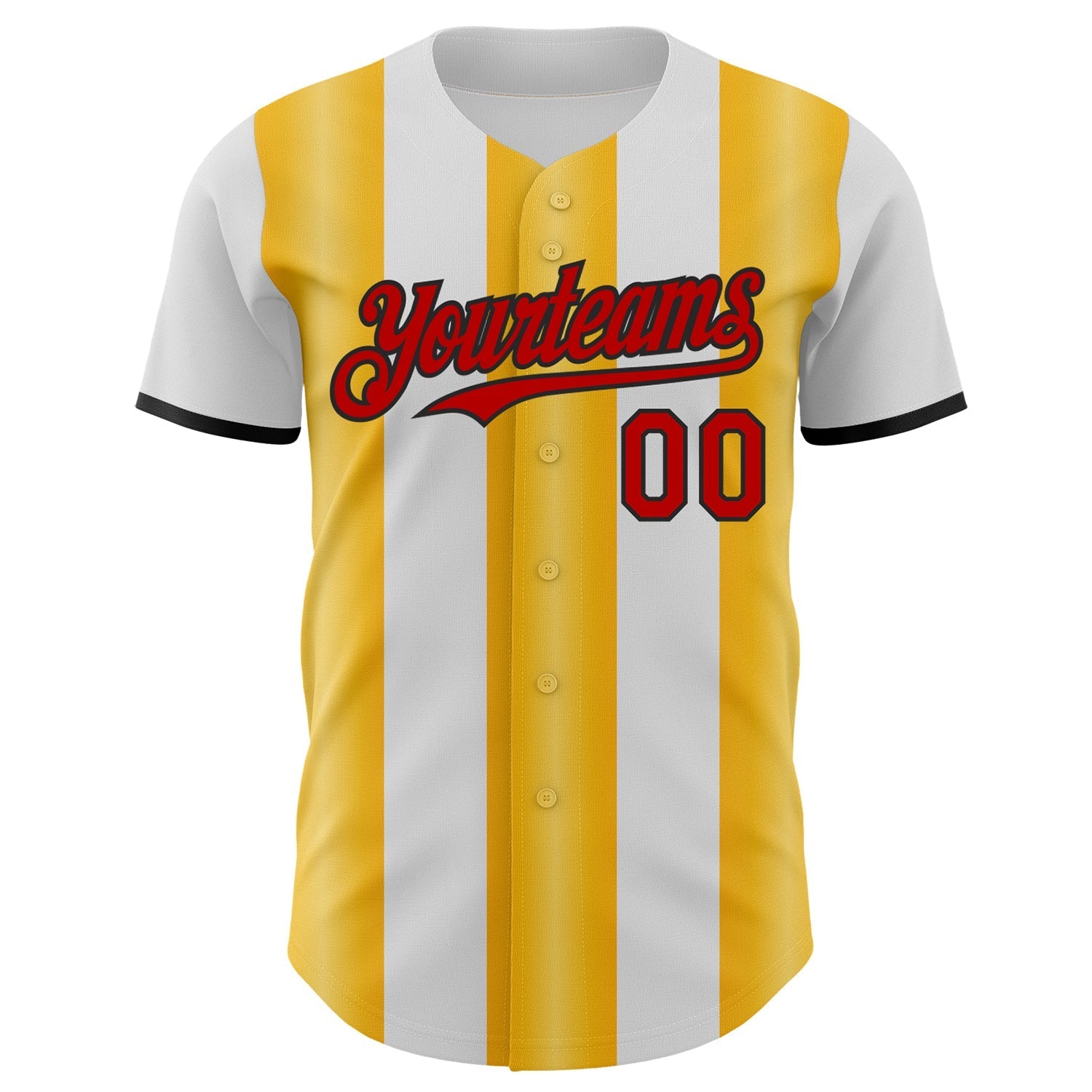 Custom White Red Gold-Black Gradient Vertical Stripe Argentina Style Authentic Baseball Jersey baseball jersey product view 2