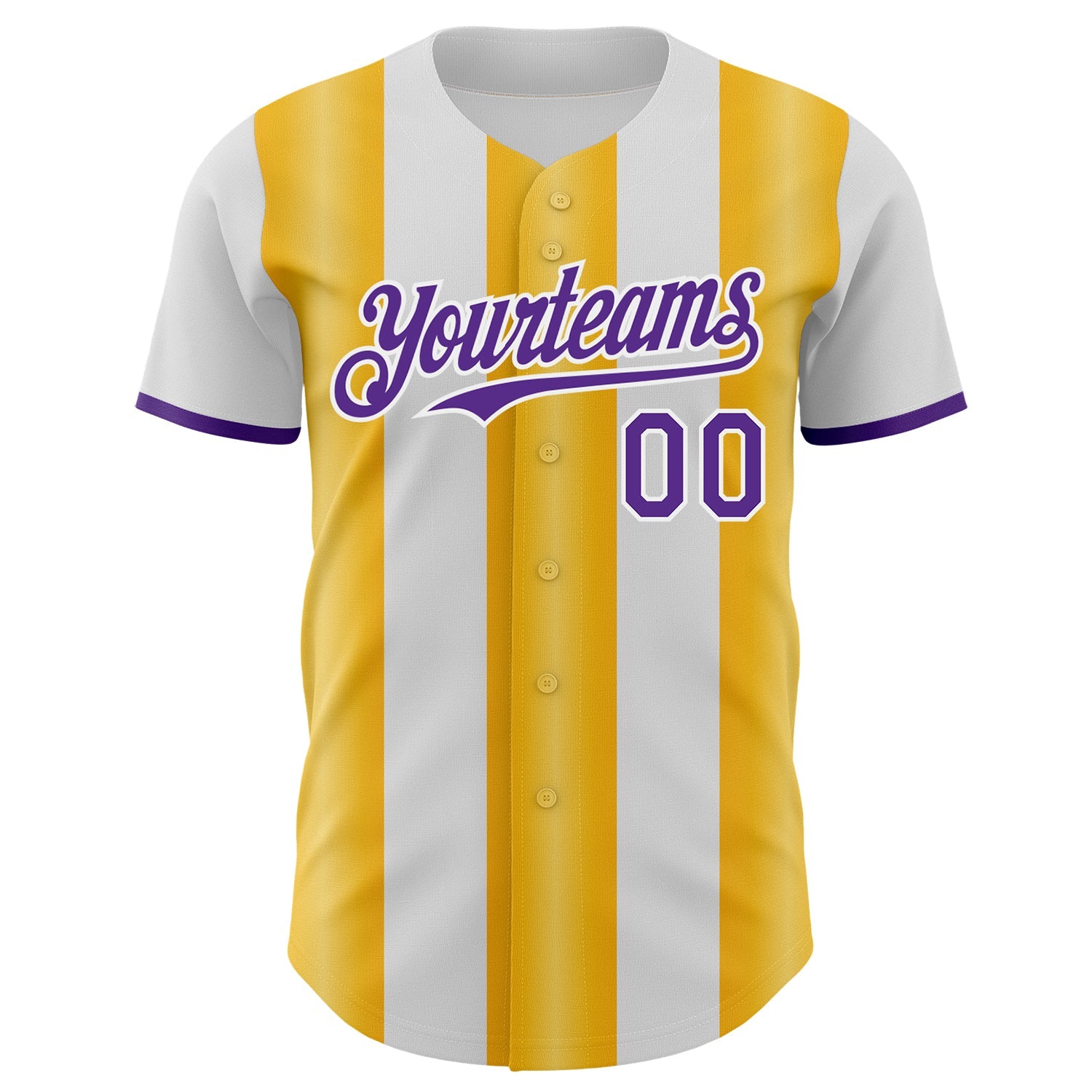 Custom White Purple-Gold Gradient Vertical Stripe Argentina Style Authentic Baseball Jersey baseball jersey product view 2