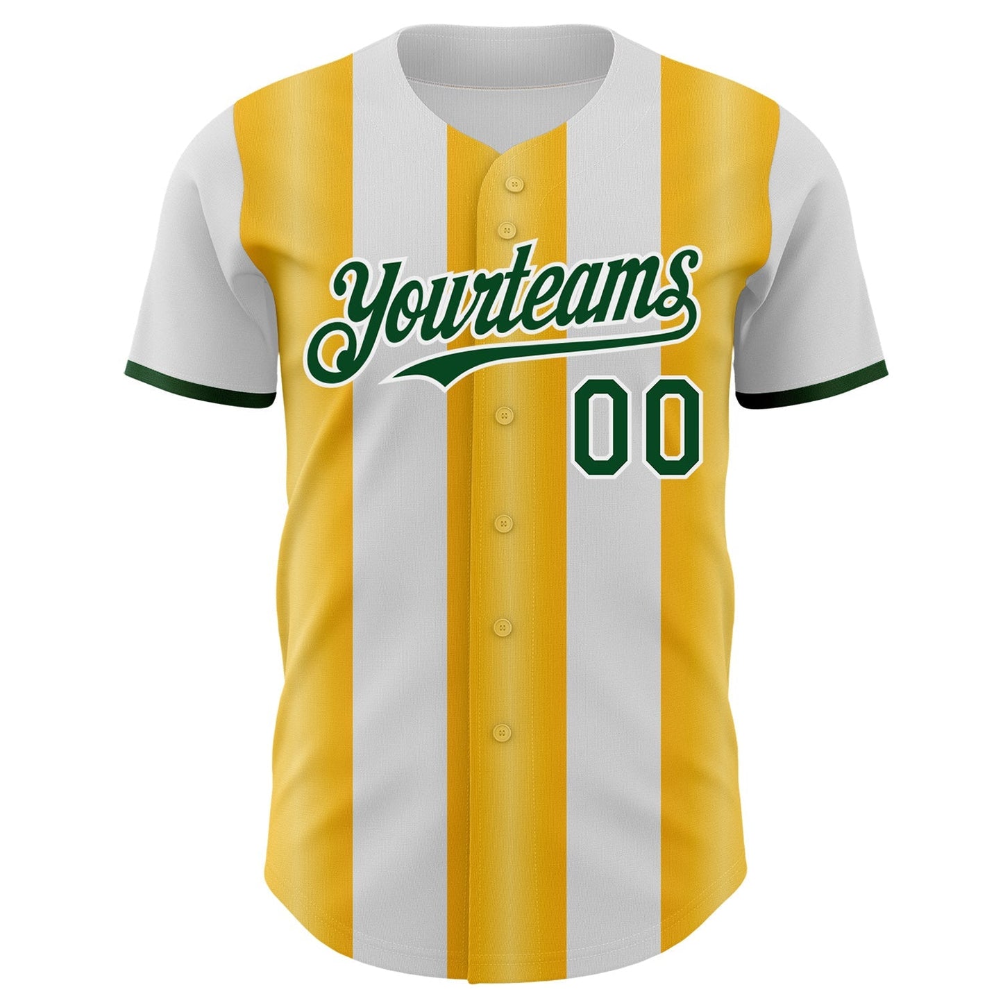 Custom White Green-Gold Gradient Vertical Stripe Argentina Style Authentic Baseball Jersey baseball jersey product view 2
