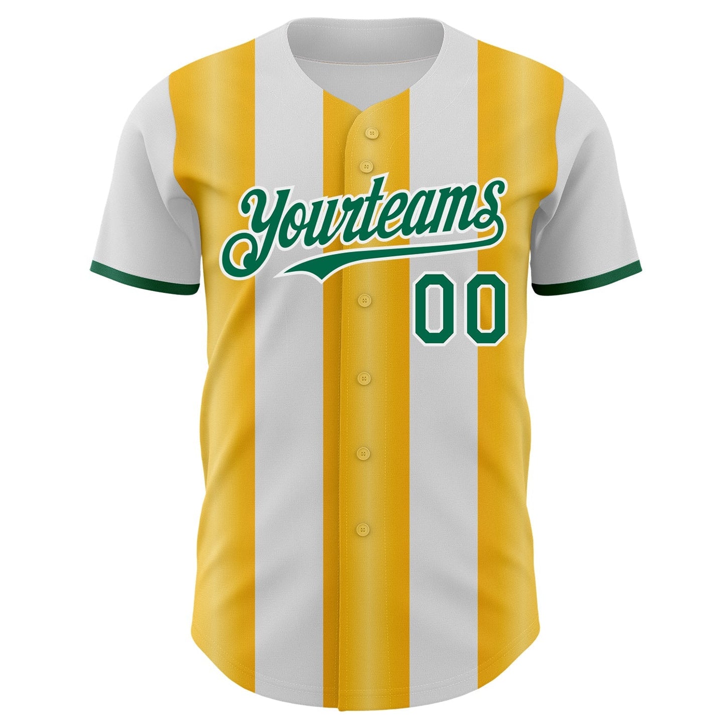 Custom White Kelly Green-Gold Gradient Vertical Stripe Argentina Style Authentic Baseball Jersey baseball jersey product view 2