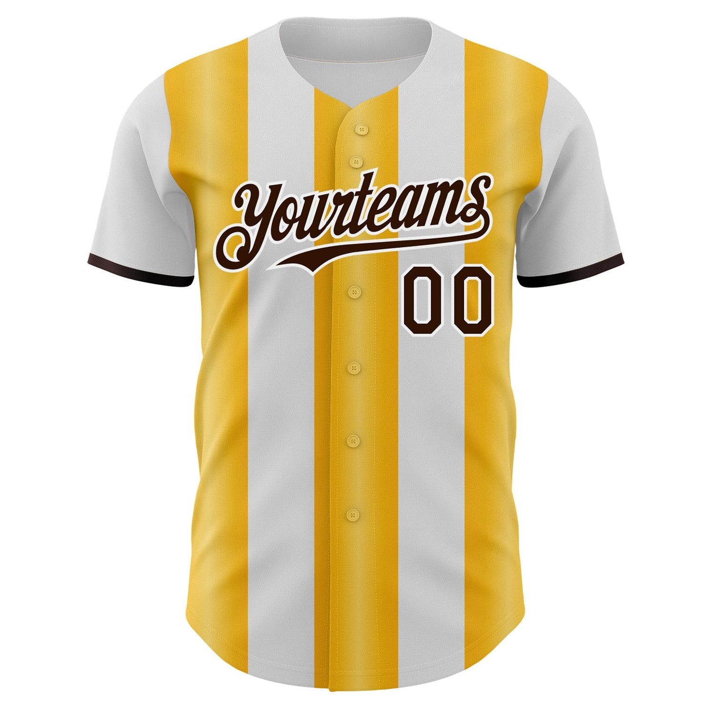 Custom White Brown-Gold Gradient Vertical Stripe Argentina Style Authentic Baseball Jersey baseball jersey product view 2