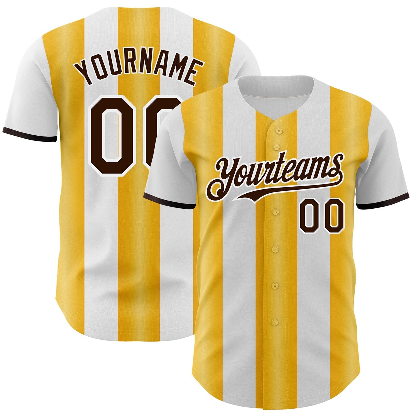 Custom White Brown-Gold Gradient Vertical Stripe Argentina Style Authentic Baseball Jersey baseball jersey product view 1