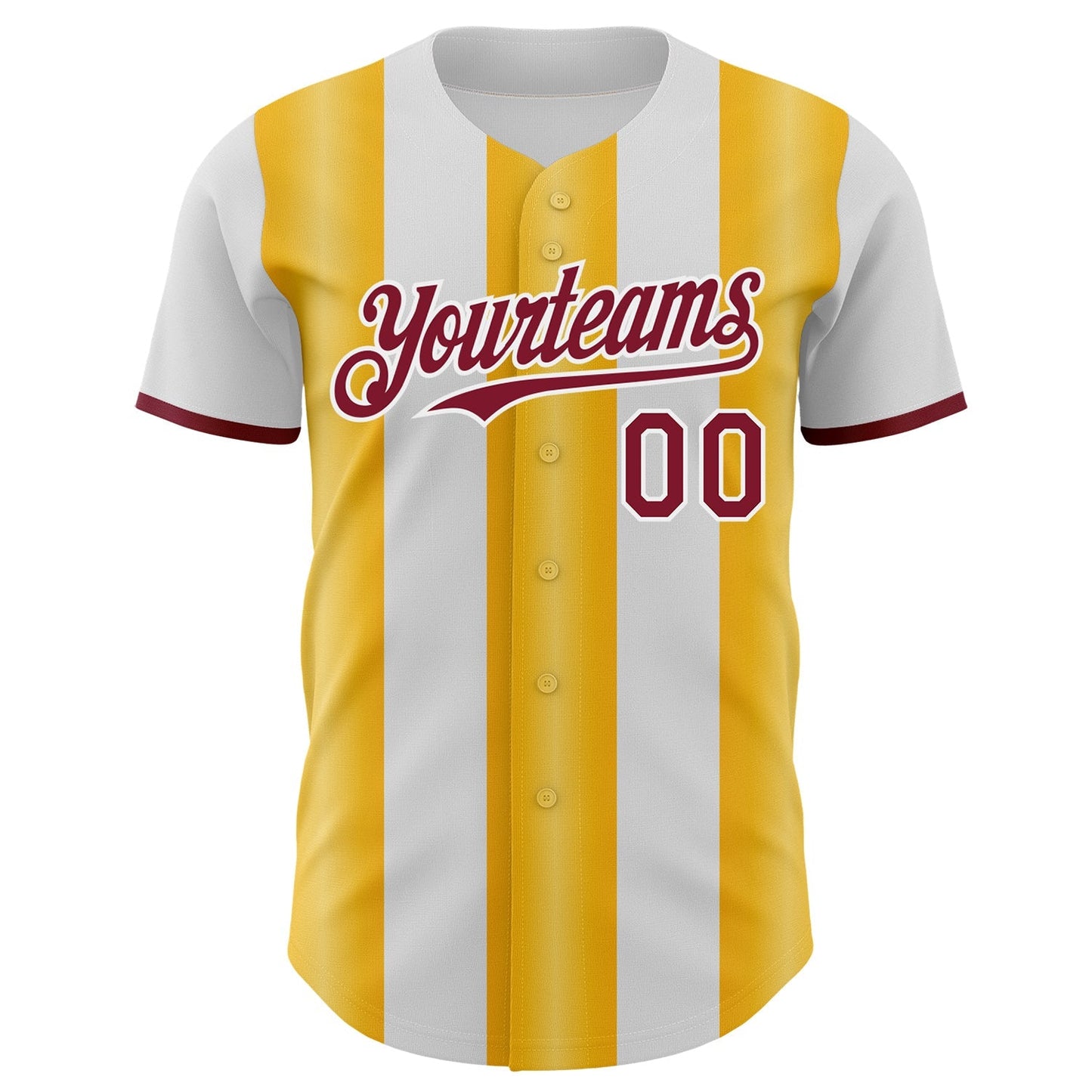 Custom White Crimson-Gold Gradient Vertical Stripe Argentina Style Authentic Baseball Jersey baseball jersey product view 2