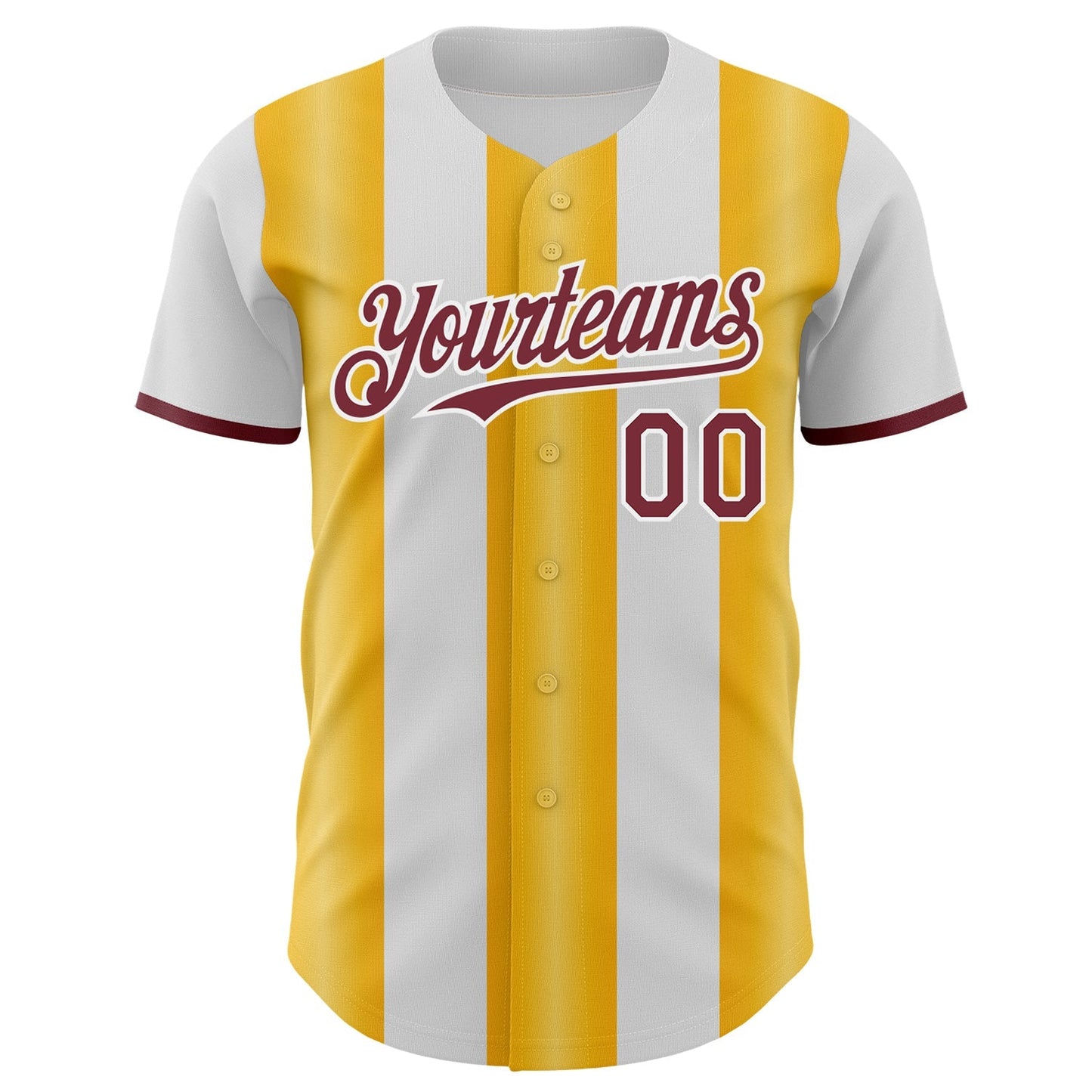 Custom White Burgundy-Gold Gradient Vertical Stripe Argentina Style Authentic Baseball Jersey baseball jersey product view 2
