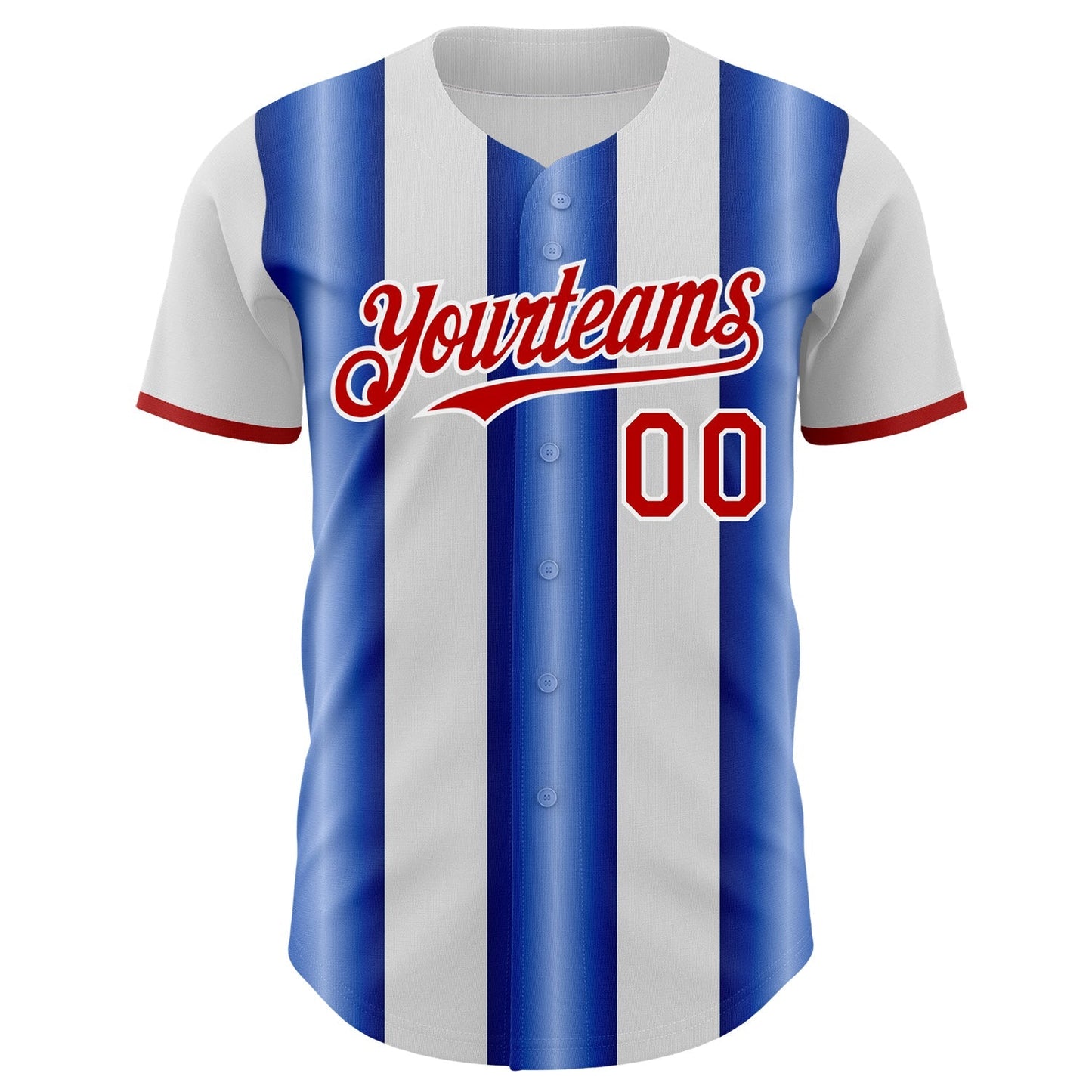 Custom White Red-Royal Gradient Vertical Stripe Argentina Style Authentic Baseball Jersey baseball jersey product view 2
