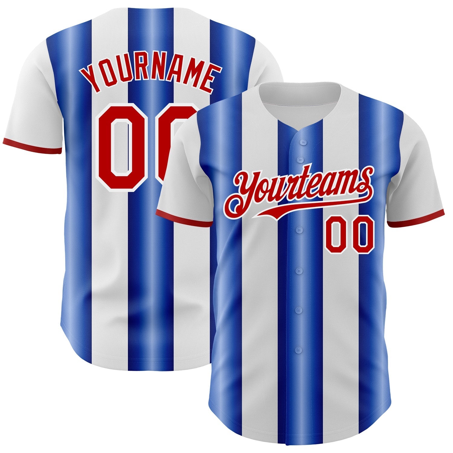 Custom White Red-Royal Gradient Vertical Stripe Argentina Style Authentic Baseball Jersey baseball jersey product view 1