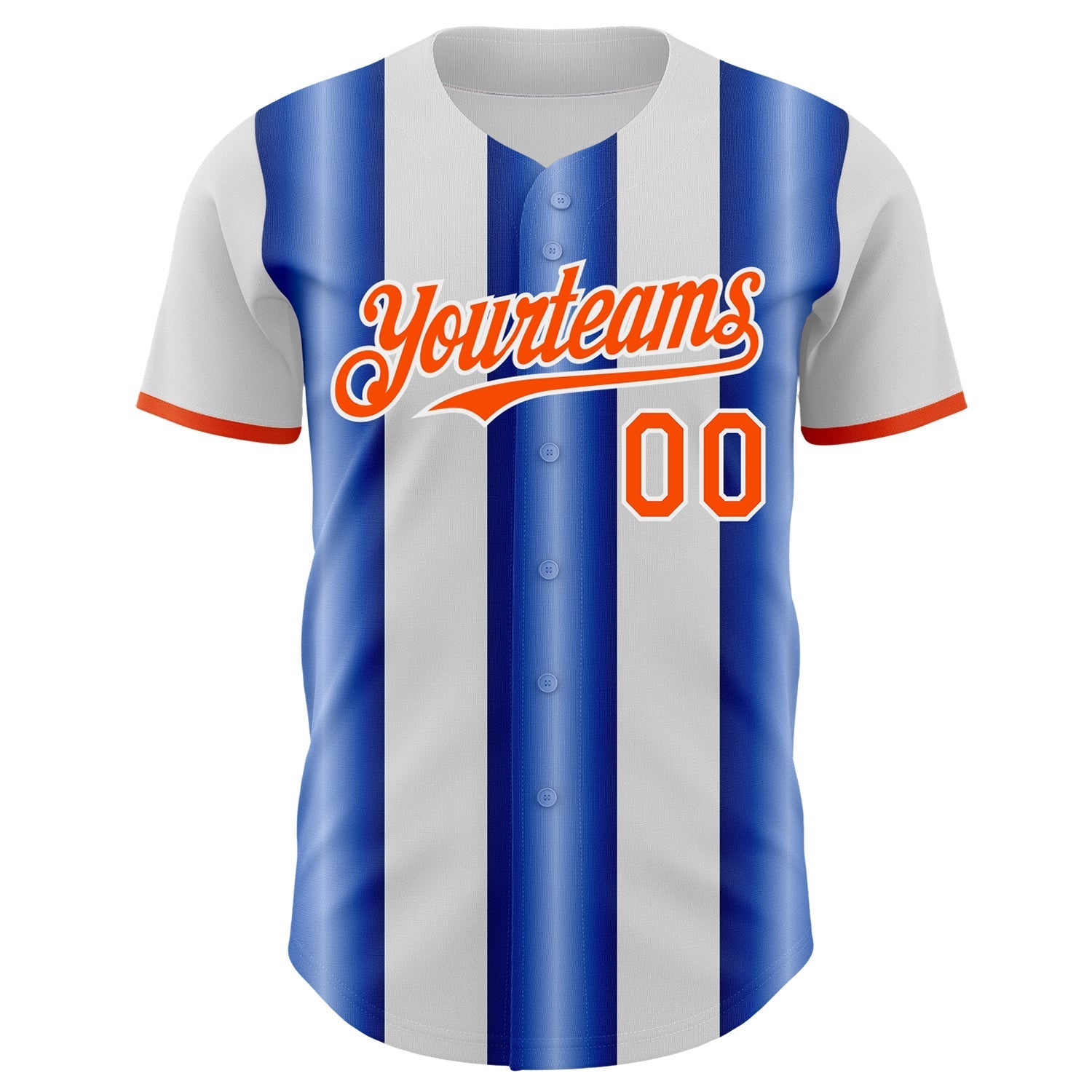 Custom White Orange-Royal Gradient Vertical Stripe Argentina Style Authentic Baseball Jersey baseball jersey product view 2