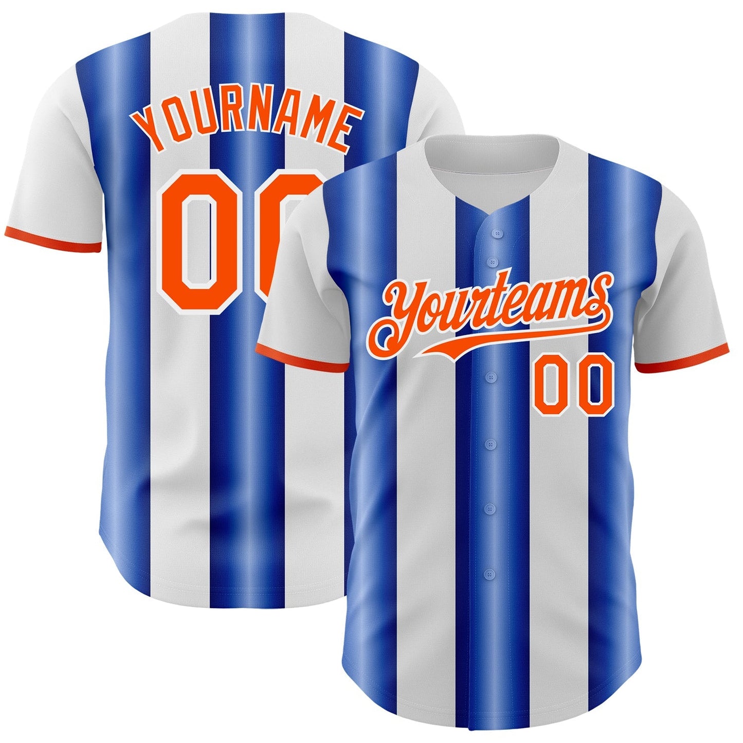 Custom White Orange-Royal Gradient Vertical Stripe Argentina Style Authentic Baseball Jersey baseball jersey product view 1