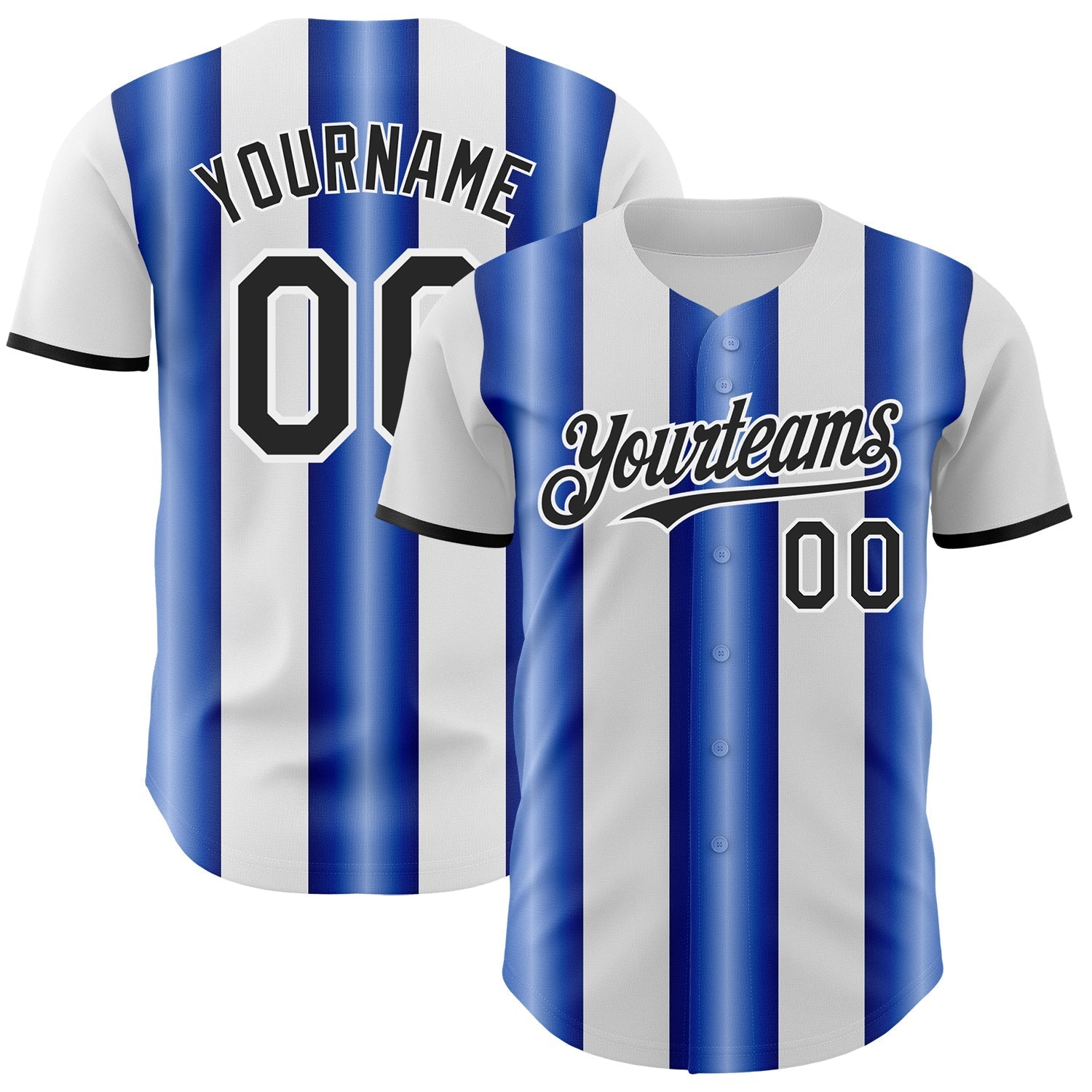 Custom White Black-Royal Gradient Vertical Stripe Argentina Style Authentic Baseball Jersey baseball jersey product view 1