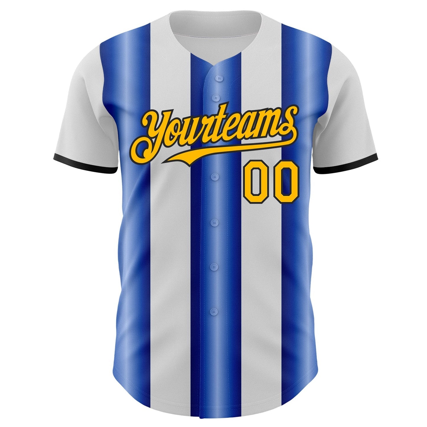 Custom White Gold Royal-Black Gradient Vertical Stripe Argentina Style Authentic Baseball Jersey baseball jersey product view 2