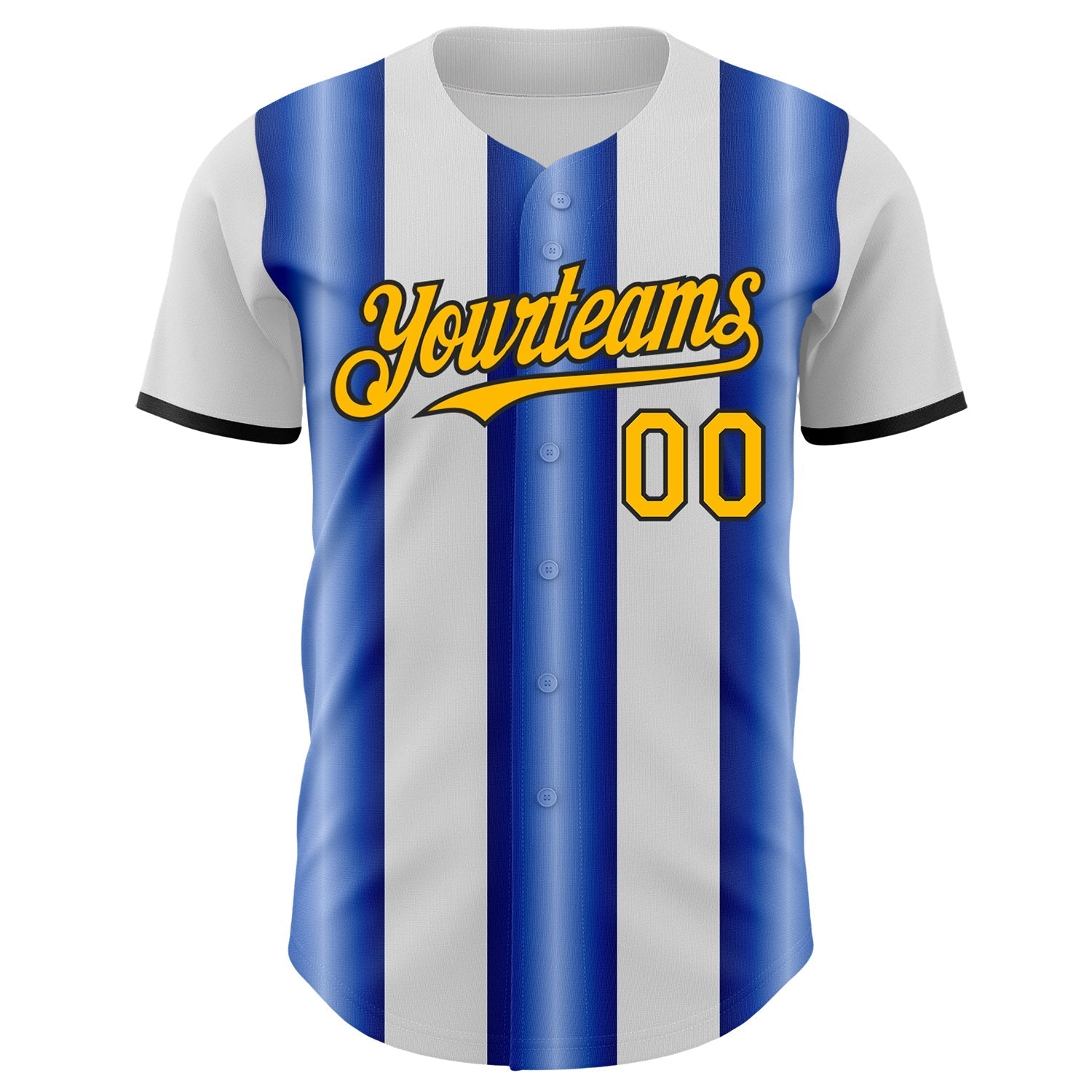 Custom White Gold Royal-Black Gradient Vertical Stripe Argentina Style Authentic Baseball Jersey baseball jersey product view 2
