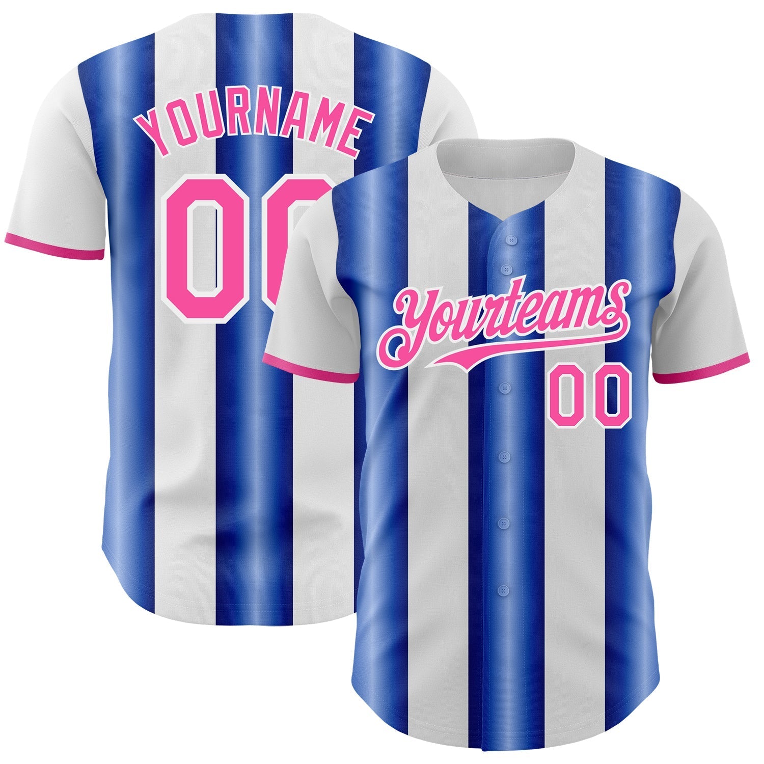 Custom White Pink-Royal Gradient Vertical Stripe Argentina Style Authentic Baseball Jersey baseball jersey product view 1
