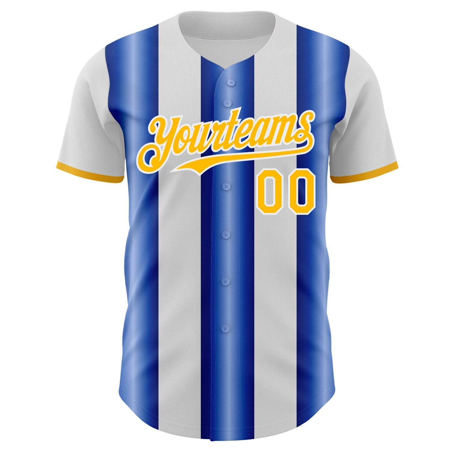 Custom White Gold-Royal Gradient Vertical Stripe Argentina Style Authentic Baseball Jersey baseball jersey product view 2