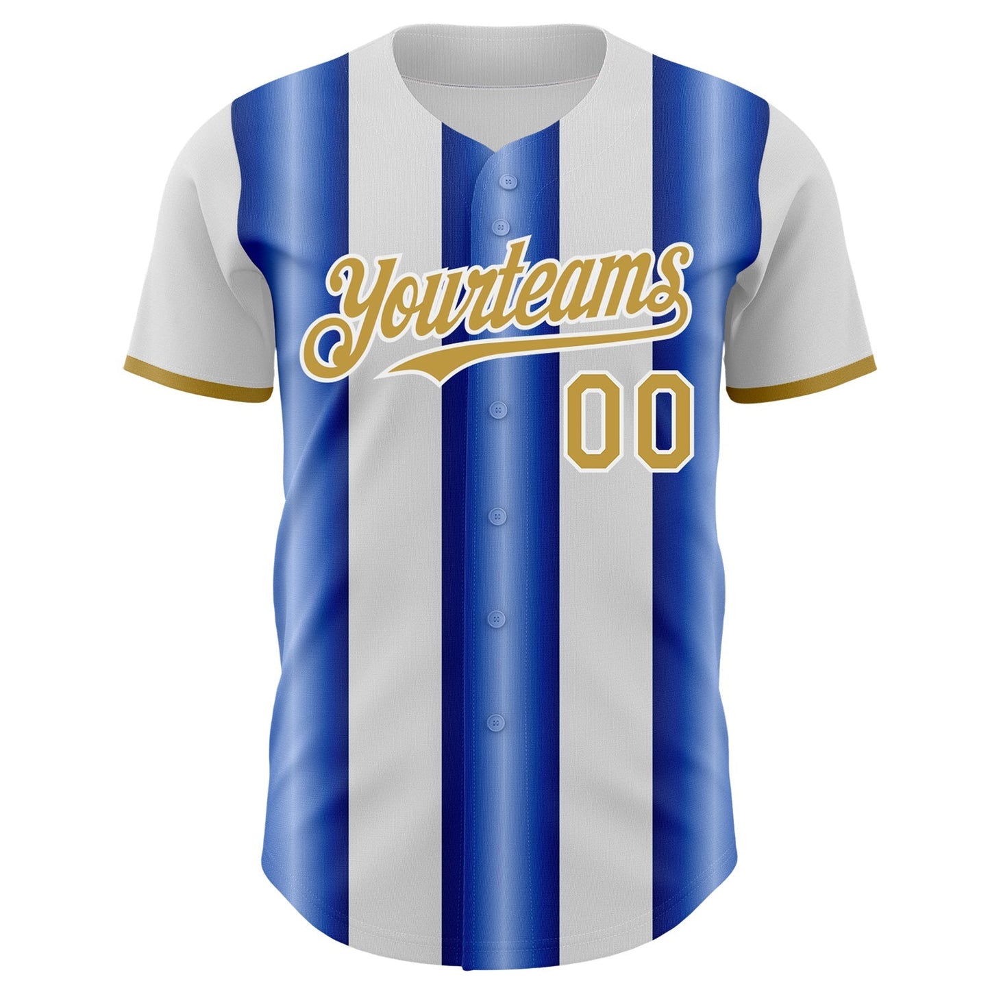 Custom White Old Gold-Royal Gradient Vertical Stripe Argentina Style Authentic Baseball Jersey baseball jersey product view 2