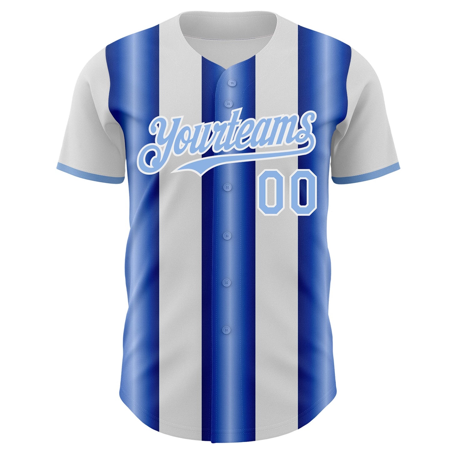 Custom White Light Blue-Royal Gradient Vertical Stripe Argentina Style Authentic Baseball Jersey baseball jersey product view 2