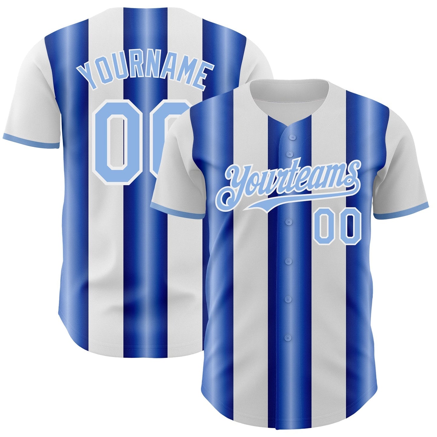 Custom White Light Blue-Royal Gradient Vertical Stripe Argentina Style Authentic Baseball Jersey baseball jersey product view 1