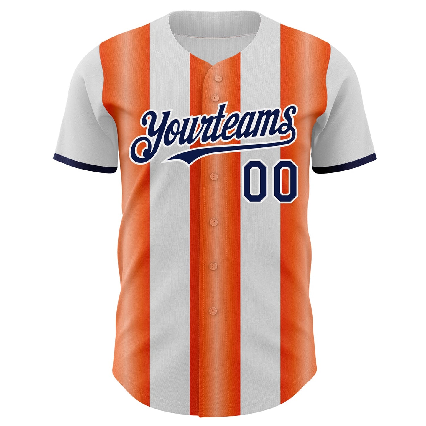 Custom White Navy-Orange Gradient Vertical Stripe Argentina Style Authentic Baseball Jersey baseball jersey product view 2