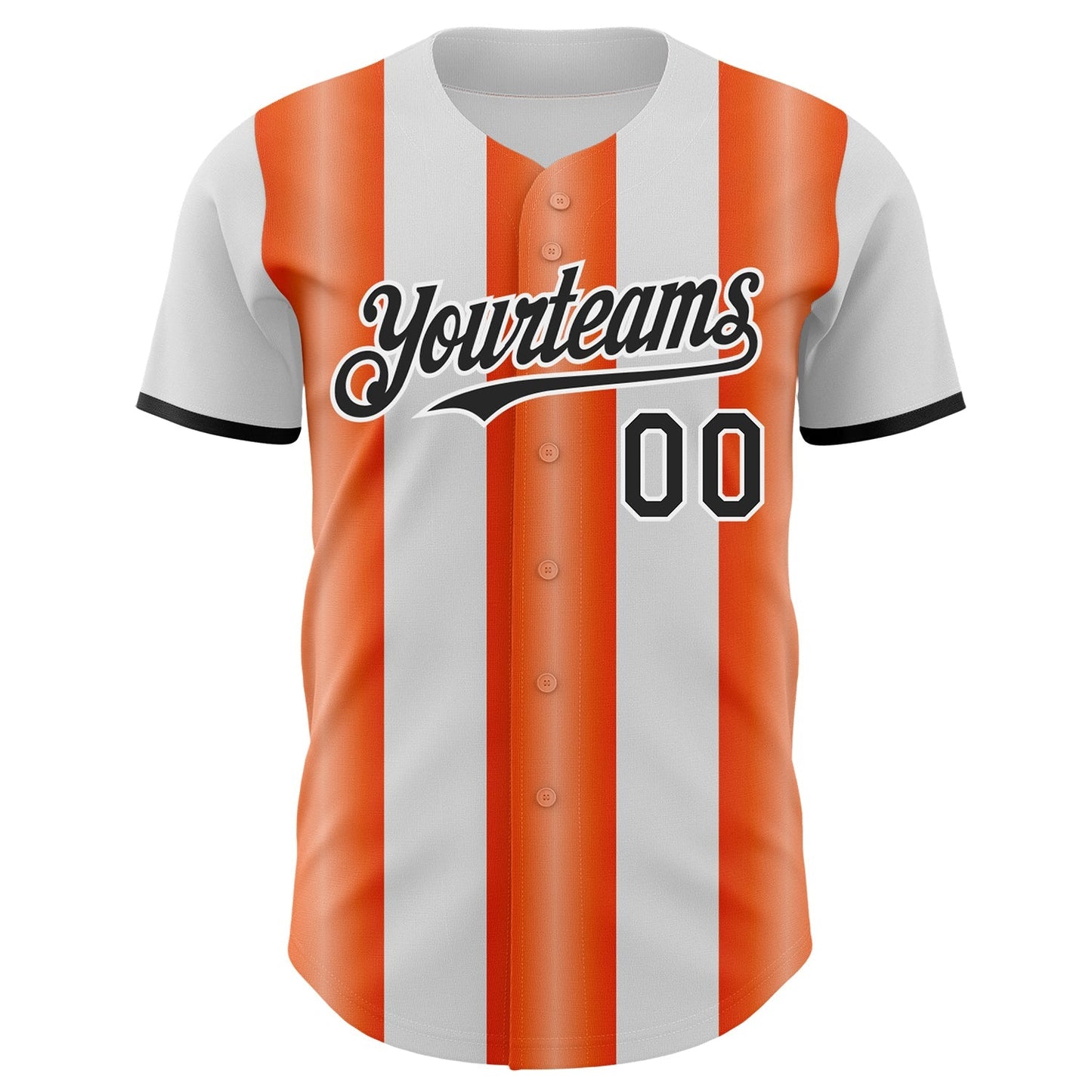 Custom White Black-Orange Gradient Vertical Stripe Argentina Style Authentic Baseball Jersey baseball jersey product view 2