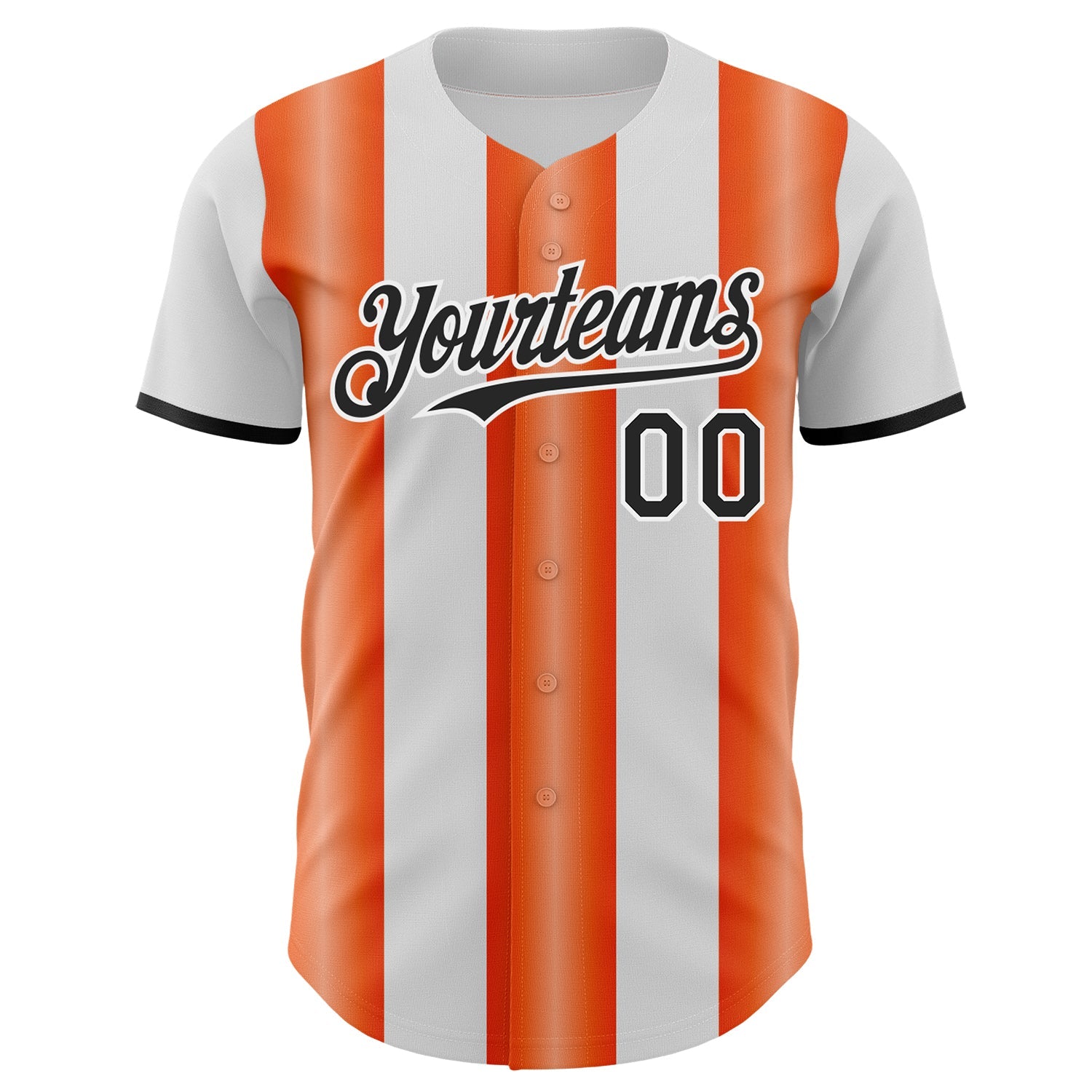 Custom White Black-Orange Gradient Vertical Stripe Argentina Style Authentic Baseball Jersey baseball jersey product view 2