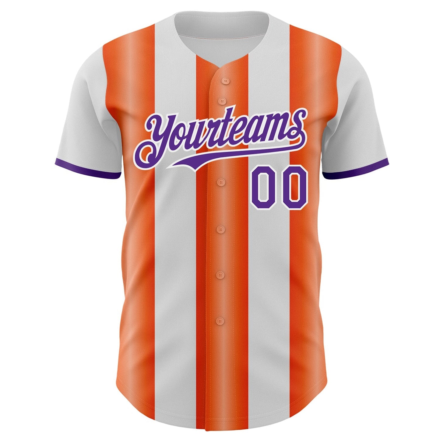 Custom White Purple-Orange Gradient Vertical Stripe Argentina Style Authentic Baseball Jersey baseball jersey product view 2