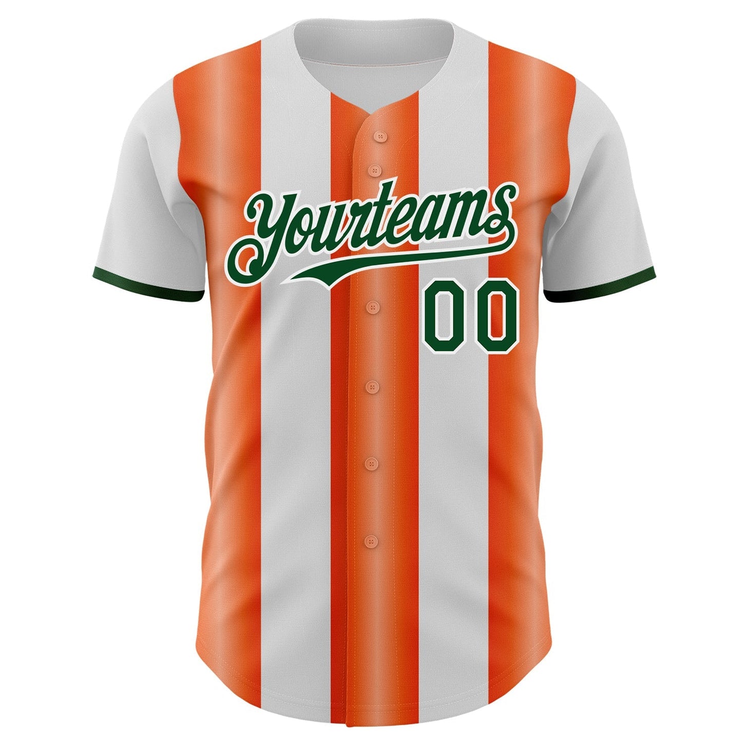 Custom White Green-Orange Gradient Vertical Stripe Argentina Style Authentic Baseball Jersey baseball jersey product view 2