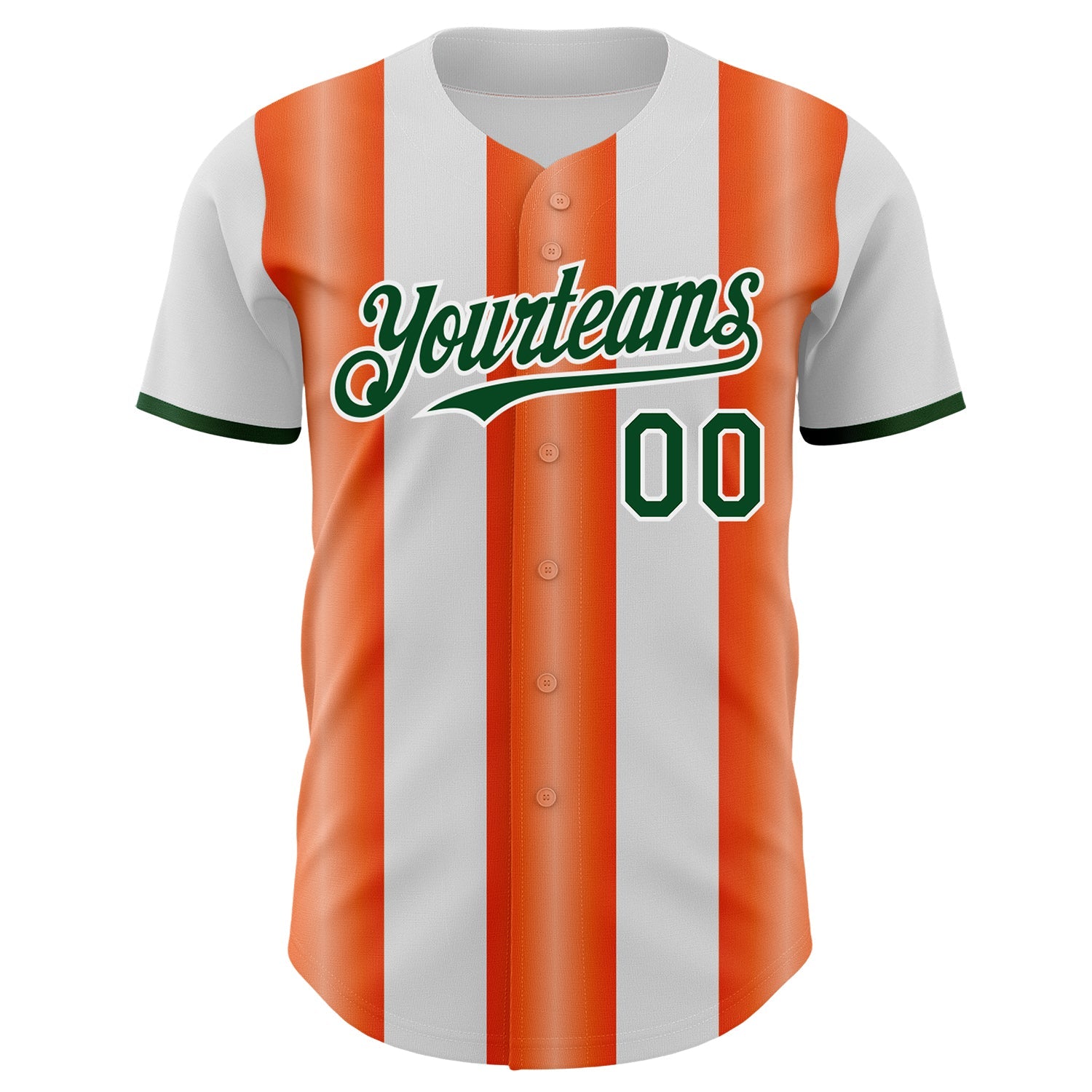 Custom White Green-Orange Gradient Vertical Stripe Argentina Style Authentic Baseball Jersey baseball jersey product view 2