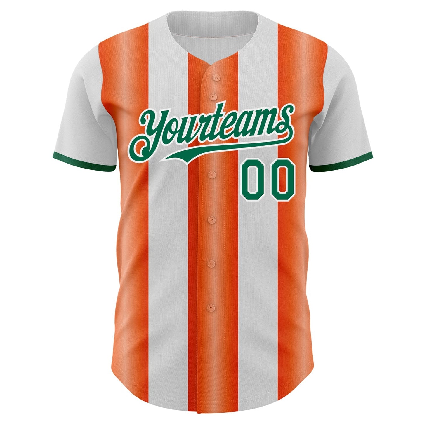 Custom White Kelly Green-Orange Gradient Vertical Stripe Argentina Style Authentic Baseball Jersey baseball jersey product view 2