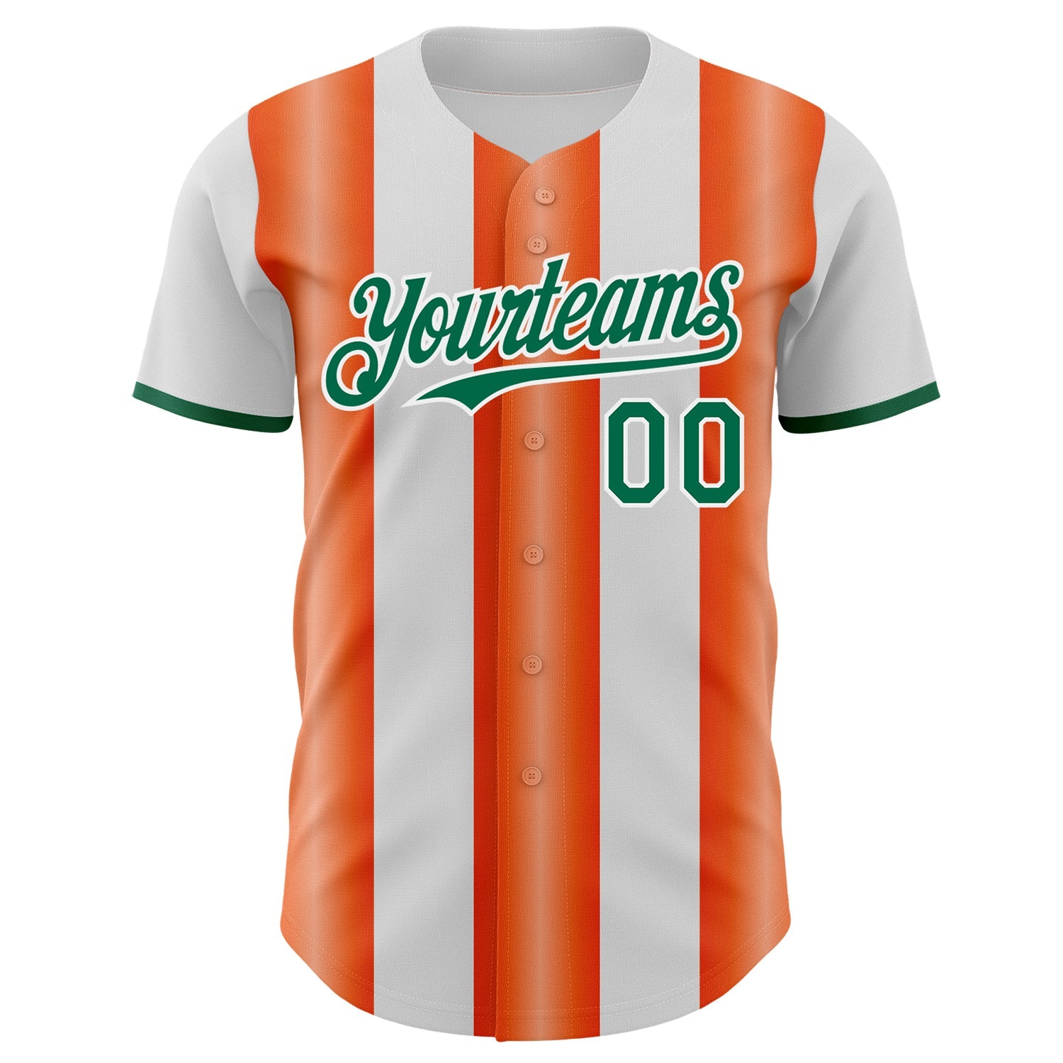 Custom White Kelly Green-Orange Gradient Vertical Stripe Argentina Style Authentic Baseball Jersey baseball jersey product view 2