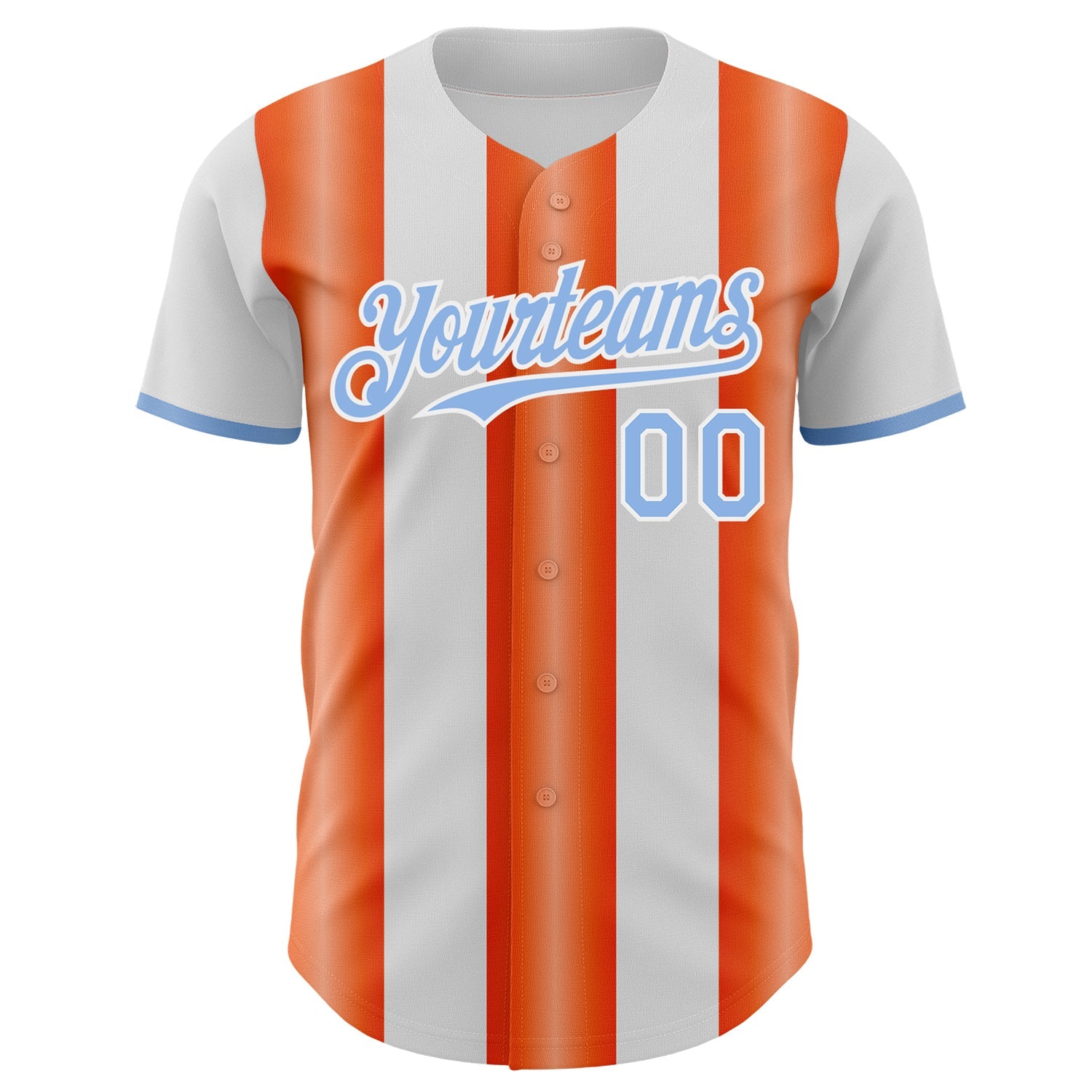 Custom White Light Blue-Orange Gradient Vertical Stripe Argentina Style Authentic Baseball Jersey baseball jersey product view 2