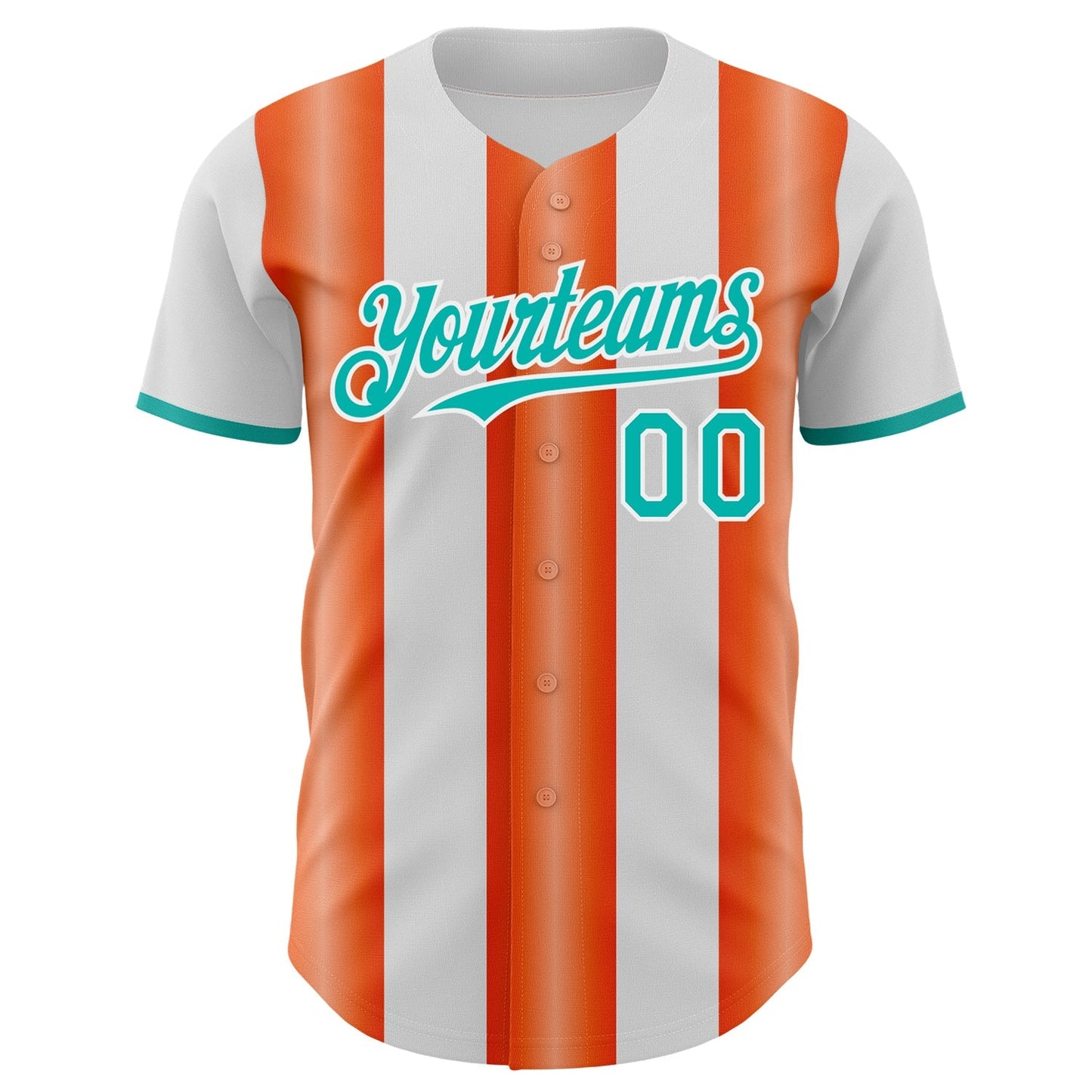 Custom White Aqua-Orange Gradient Vertical Stripe Argentina Style Authentic Baseball Jersey baseball jersey product view 2