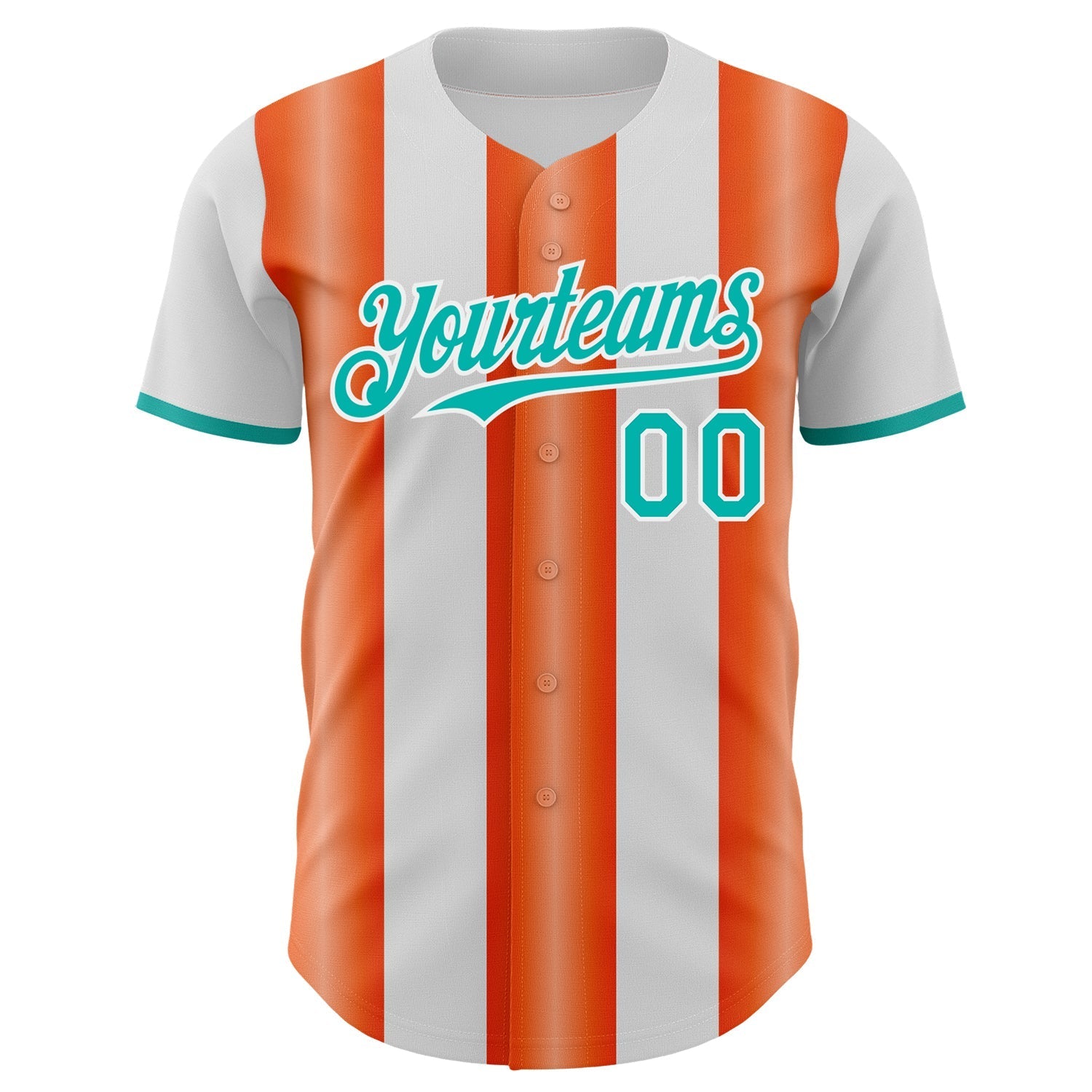 Custom White Aqua-Orange Gradient Vertical Stripe Argentina Style Authentic Baseball Jersey baseball jersey product view 2