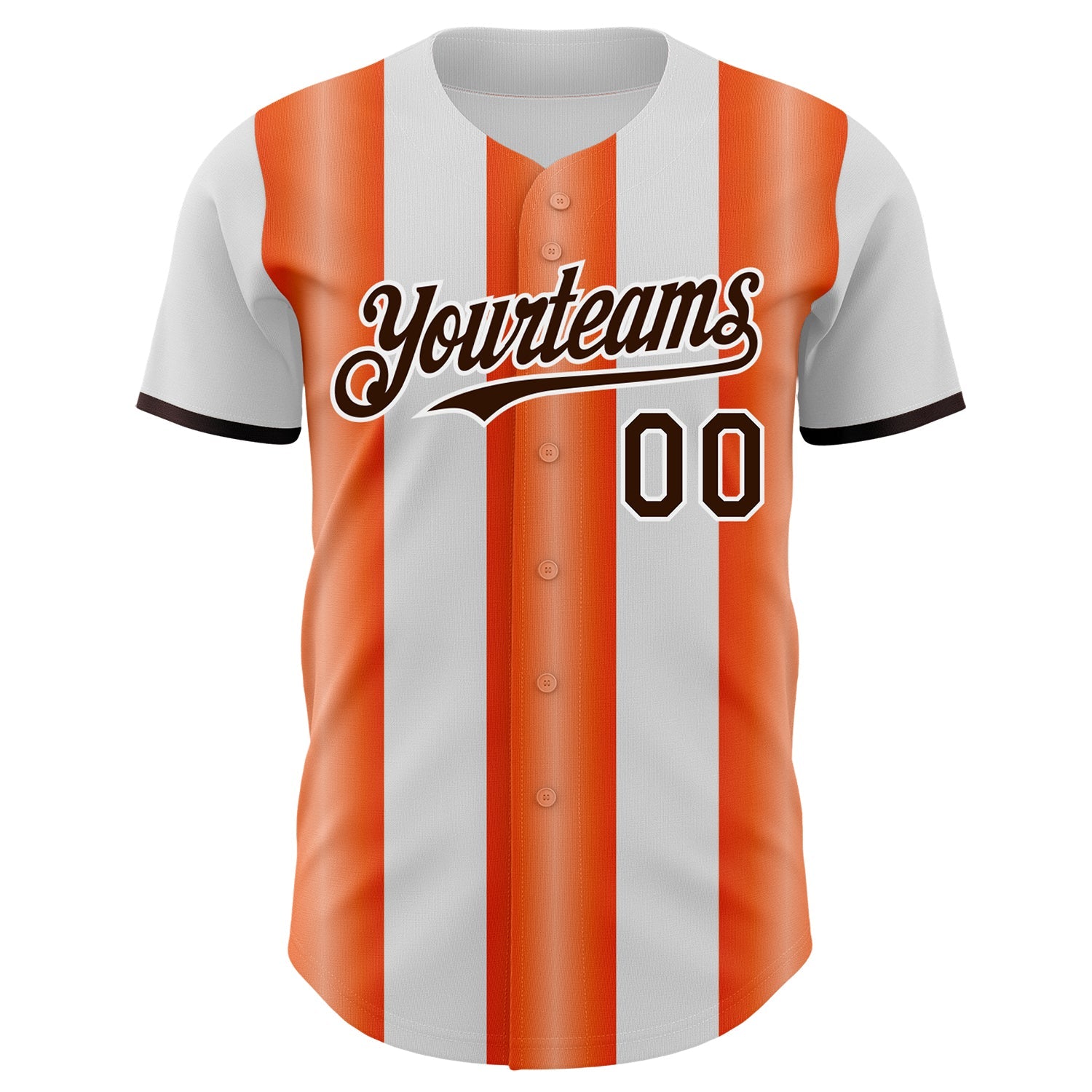 Custom White Brown-Orange Gradient Vertical Stripe Argentina Style Authentic Baseball Jersey baseball jersey product view 2