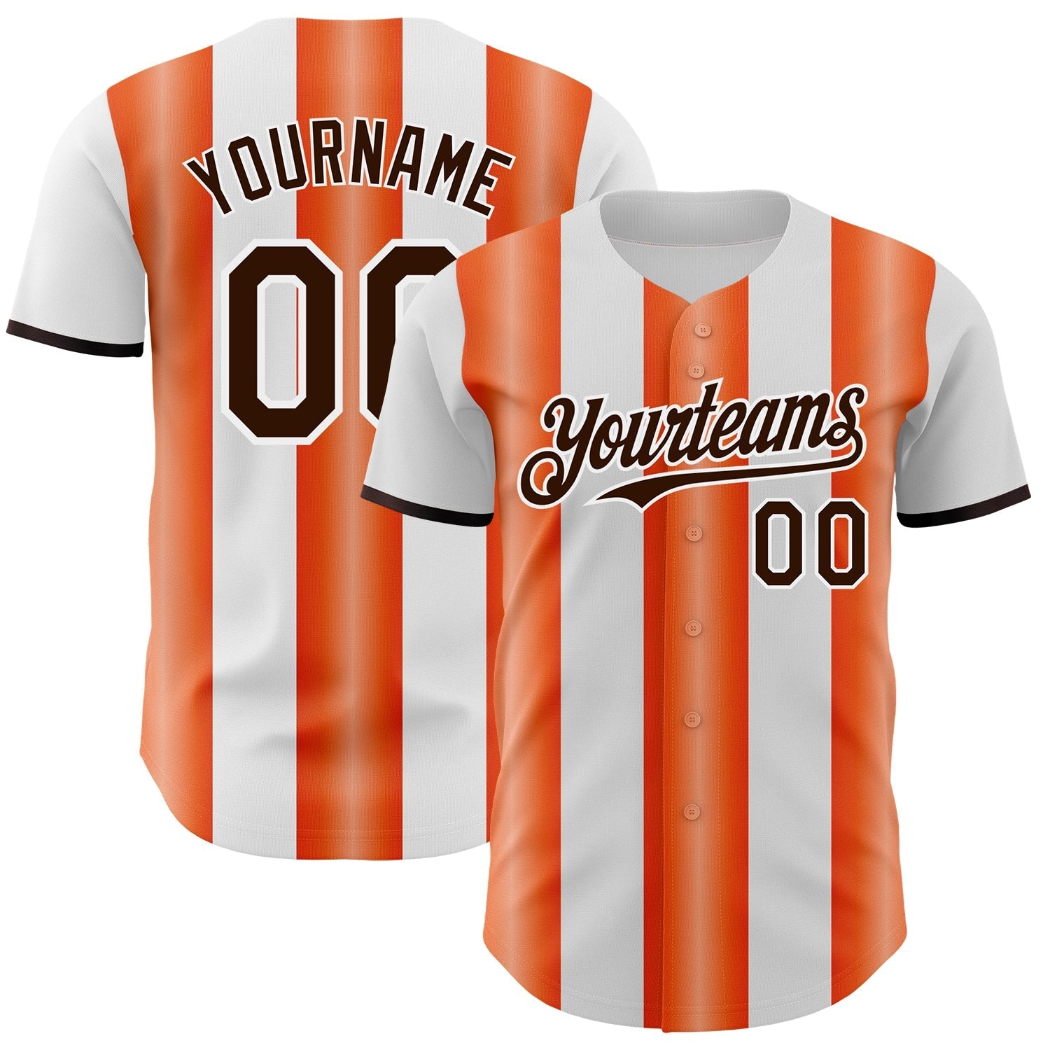 Custom White Brown-Orange Gradient Vertical Stripe Argentina Style Authentic Baseball Jersey baseball jersey product view 1