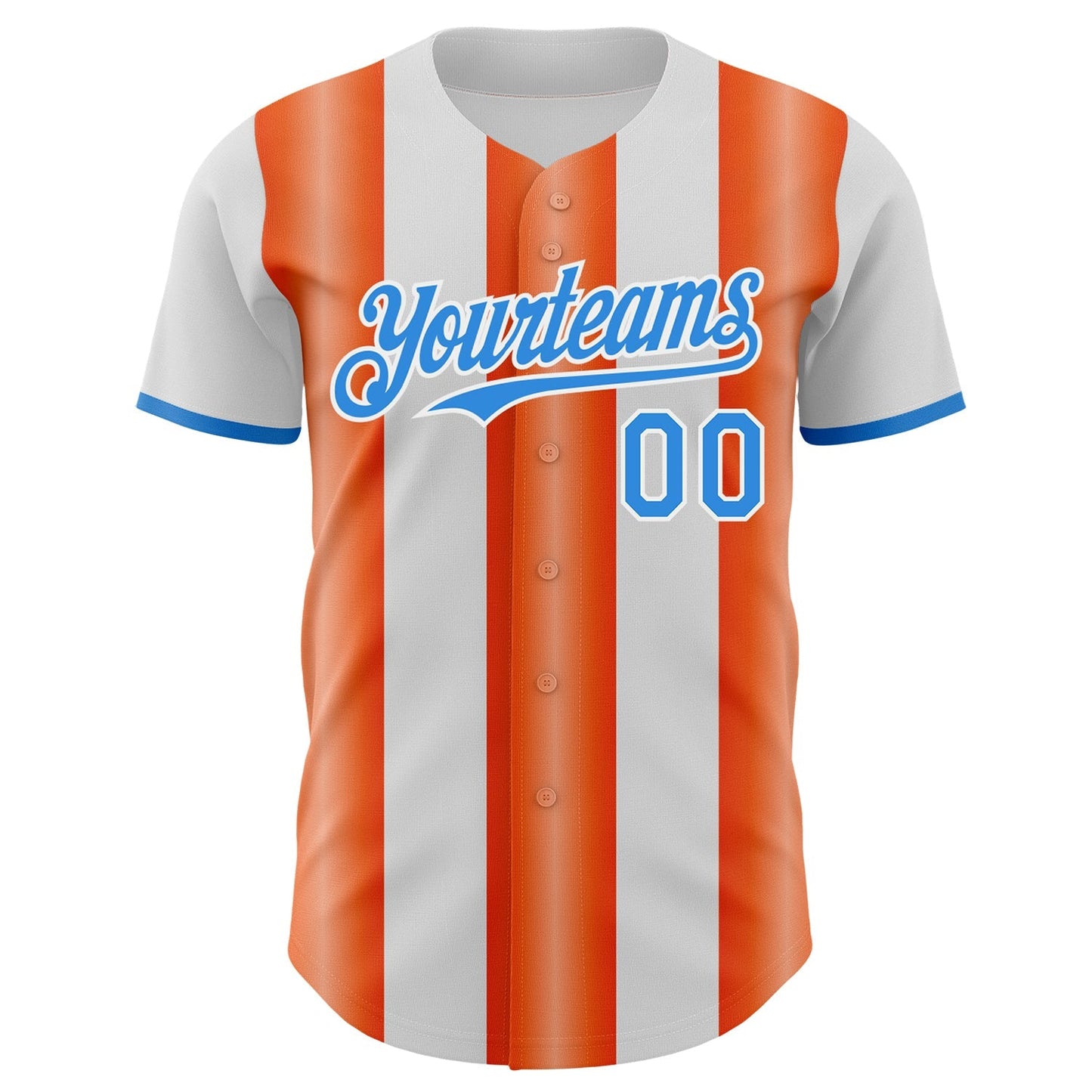 Custom White Electric Blue-Orange Gradient Vertical Stripe Argentina Style Authentic Baseball Jersey baseball jersey product view 2