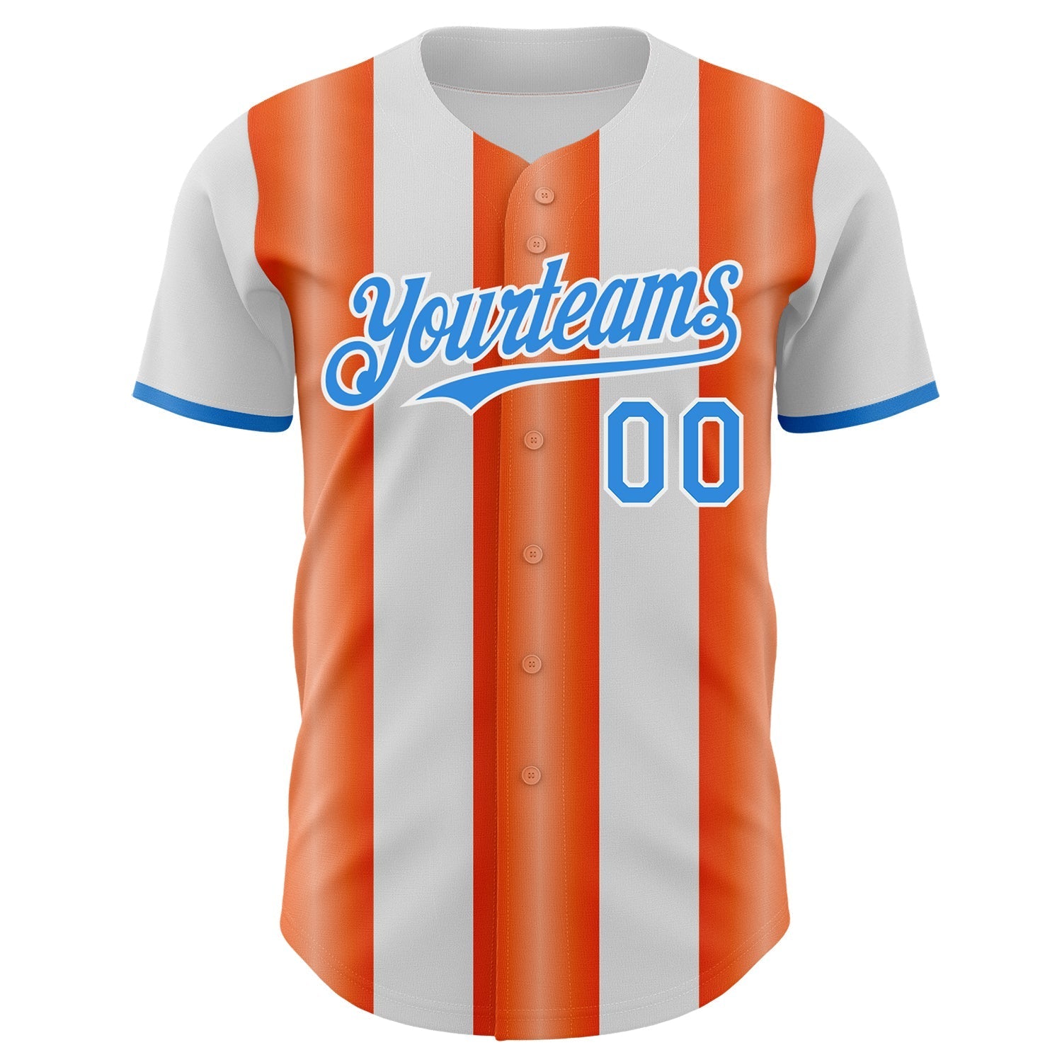 Custom White Electric Blue-Orange Gradient Vertical Stripe Argentina Style Authentic Baseball Jersey baseball jersey product view 2