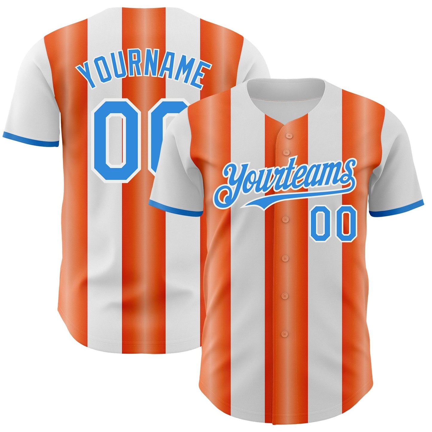 Custom White Electric Blue-Orange Gradient Vertical Stripe Argentina Style Authentic Baseball Jersey baseball jersey product view 1
