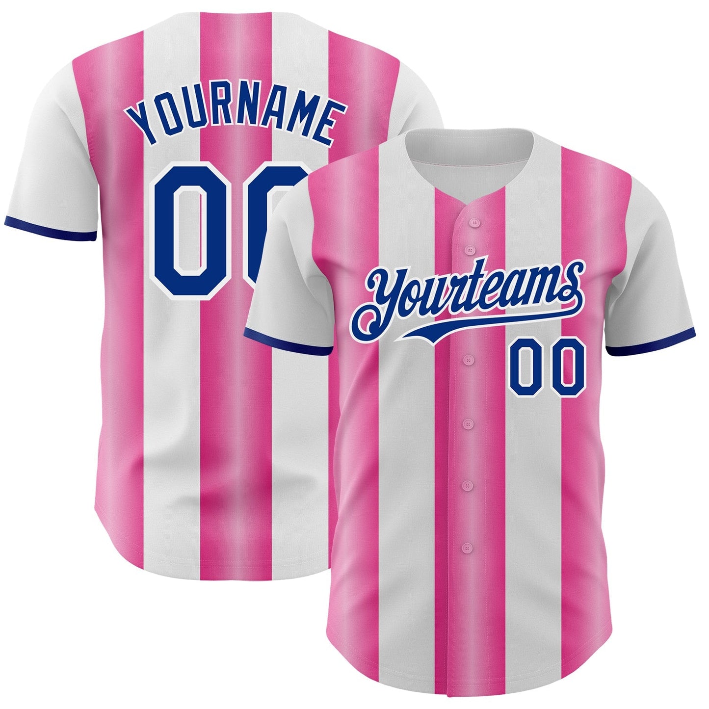Custom White Royal-Pink Gradient Vertical Stripe Argentina Style Authentic Baseball Jersey baseball jersey product view 1