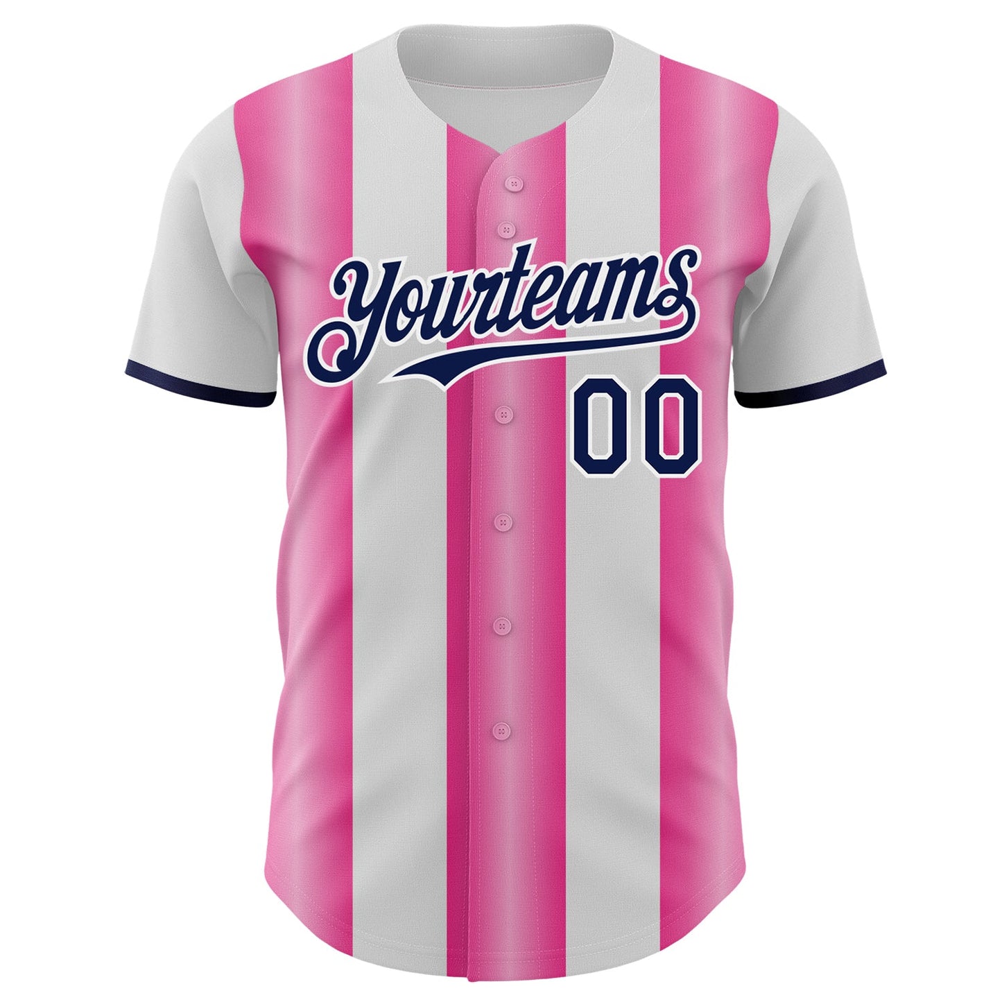 Custom White Navy-Pink Gradient Vertical Stripe Argentina Style Authentic Baseball Jersey baseball jersey product view 2