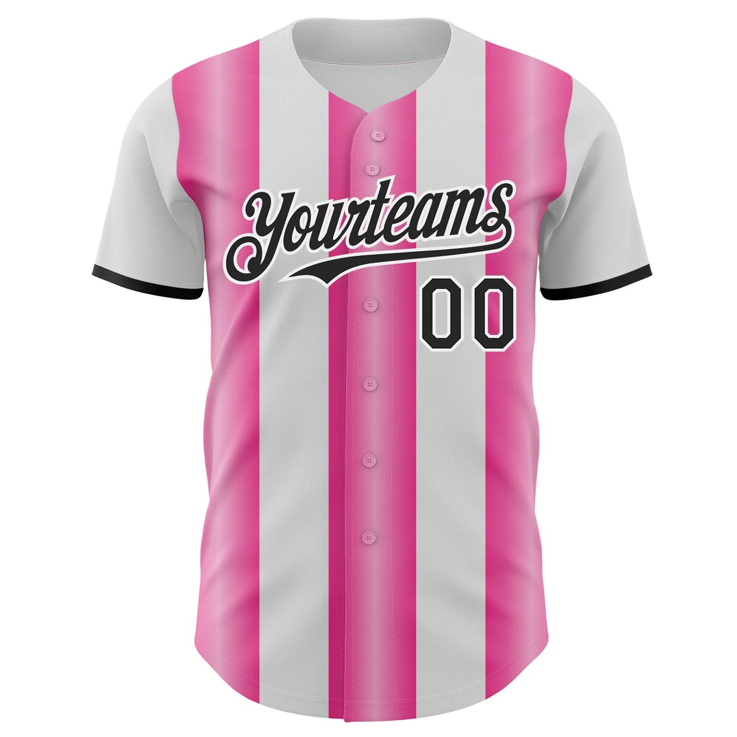 Custom White Black-Pink Gradient Vertical Stripe Argentina Style Authentic Baseball Jersey baseball jersey product view 2