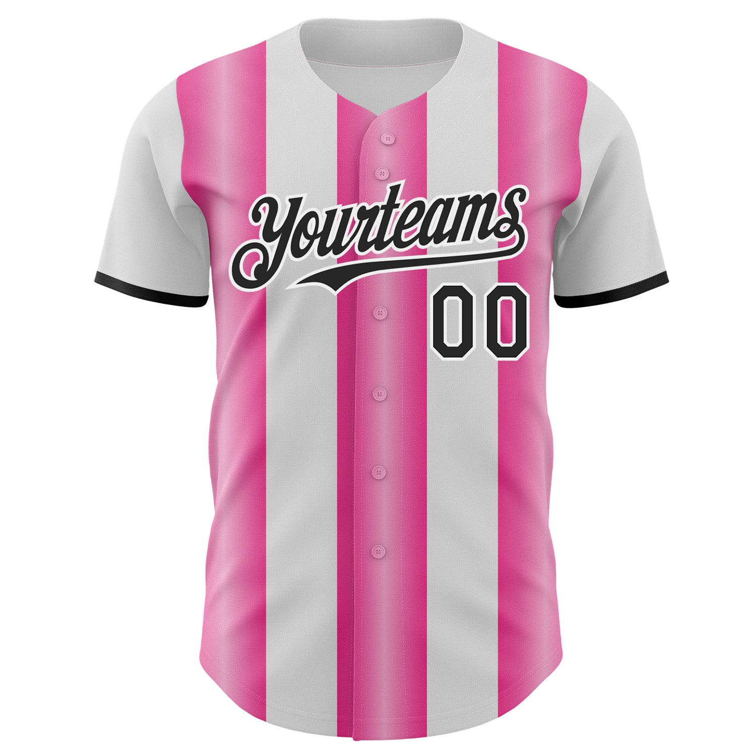 Custom White Black-Pink Gradient Vertical Stripe Argentina Style Authentic Baseball Jersey baseball jersey product view 2