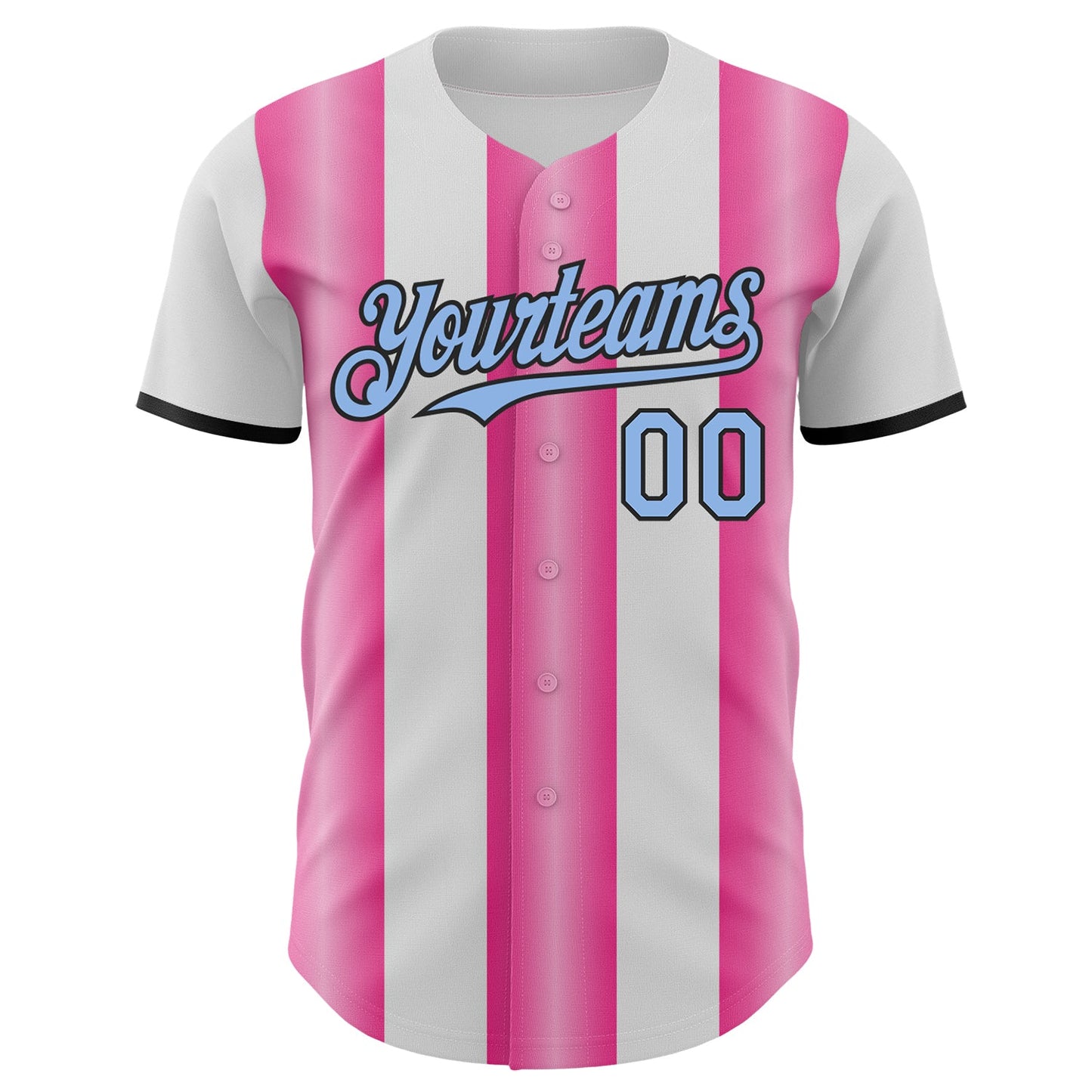 Custom White Light Blue Pink-Black Gradient Vertical Stripe Argentina Style Authentic Baseball Jersey baseball jersey product view 2