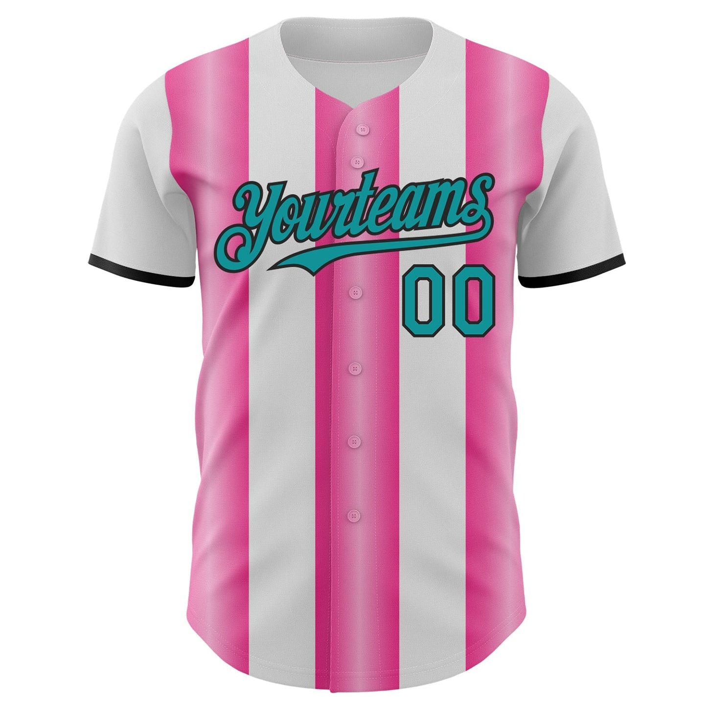 Custom White Teal Pink-Black Gradient Vertical Stripe Argentina Style Authentic Baseball Jersey baseball jersey product view 2