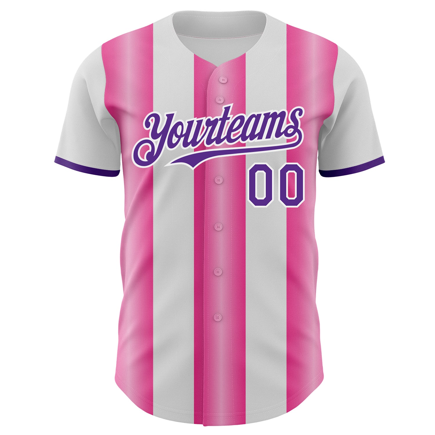 Custom White Purple-Pink Gradient Vertical Stripe Argentina Style Authentic Baseball Jersey baseball jersey product view 2