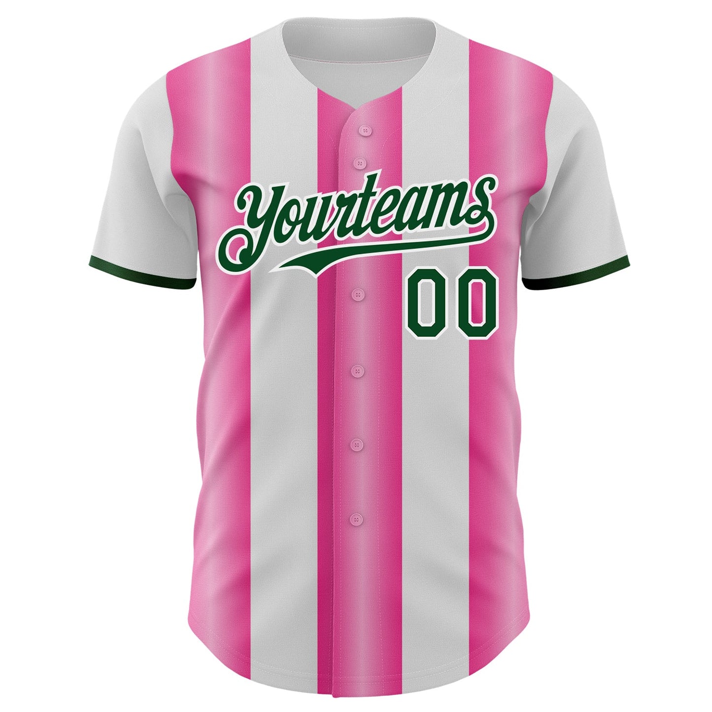 Custom White Green-Pink Gradient Vertical Stripe Argentina Style Authentic Baseball Jersey baseball jersey product view 2