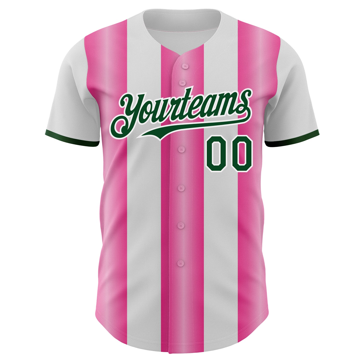 Custom White Green-Pink Gradient Vertical Stripe Argentina Style Authentic Baseball Jersey baseball jersey product view 2