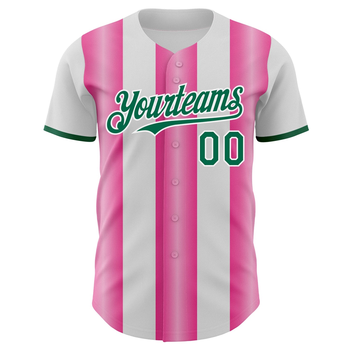 Custom White Kelly Green-Pink Gradient Vertical Stripe Argentina Style Authentic Baseball Jersey baseball jersey product view 2