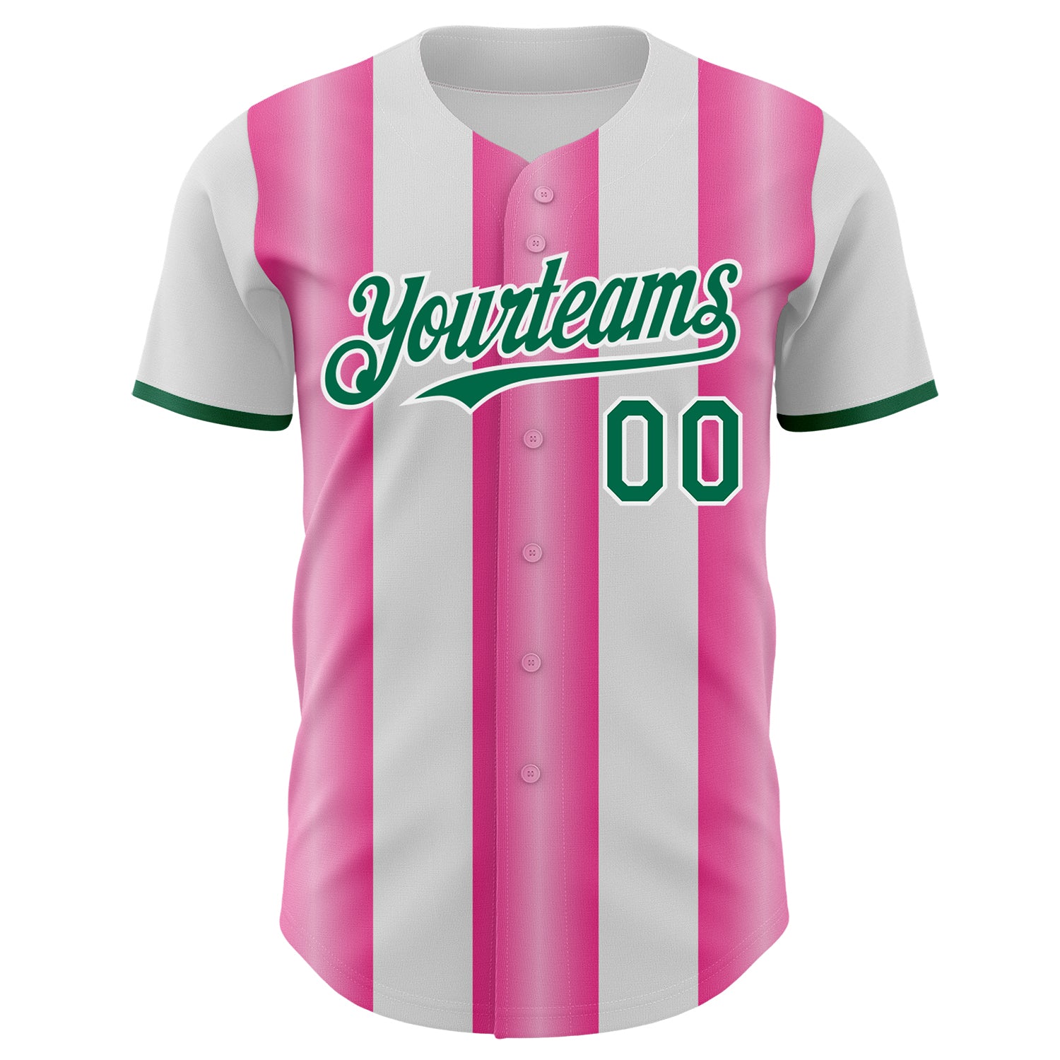 Custom White Kelly Green-Pink Gradient Vertical Stripe Argentina Style Authentic Baseball Jersey baseball jersey product view 2