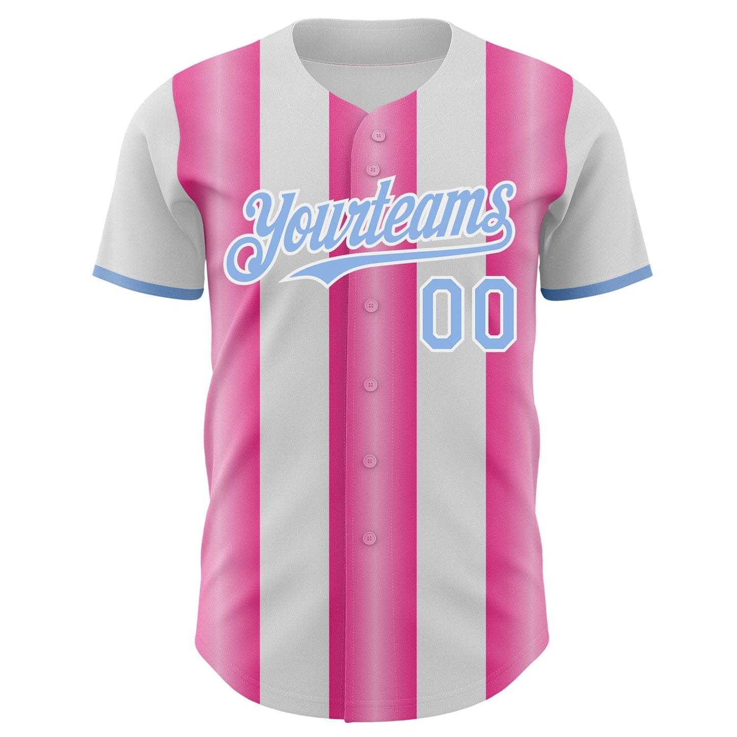 Custom White Light Blue-Pink Gradient Vertical Stripe Argentina Style Authentic Baseball Jersey baseball jersey product view 2