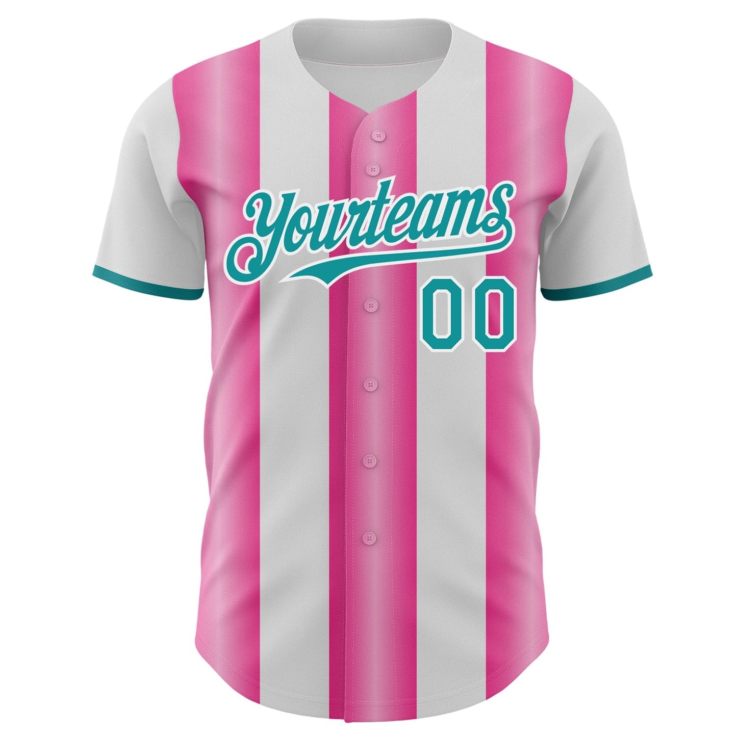 Custom White Teal-Pink Gradient Vertical Stripe Argentina Style Authentic Baseball Jersey baseball jersey product view 2
