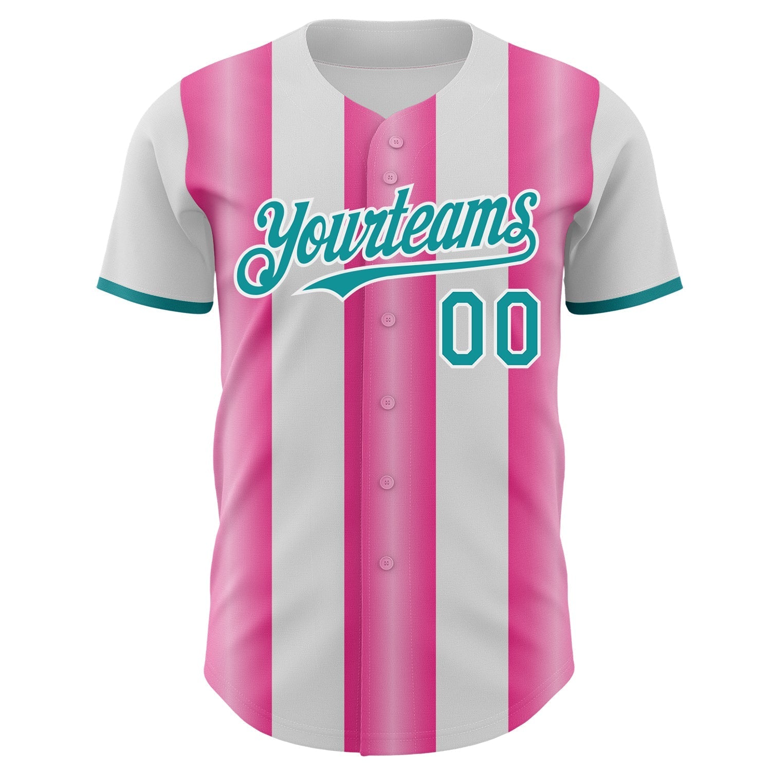 Custom White Teal-Pink Gradient Vertical Stripe Argentina Style Authentic Baseball Jersey baseball jersey product view 2